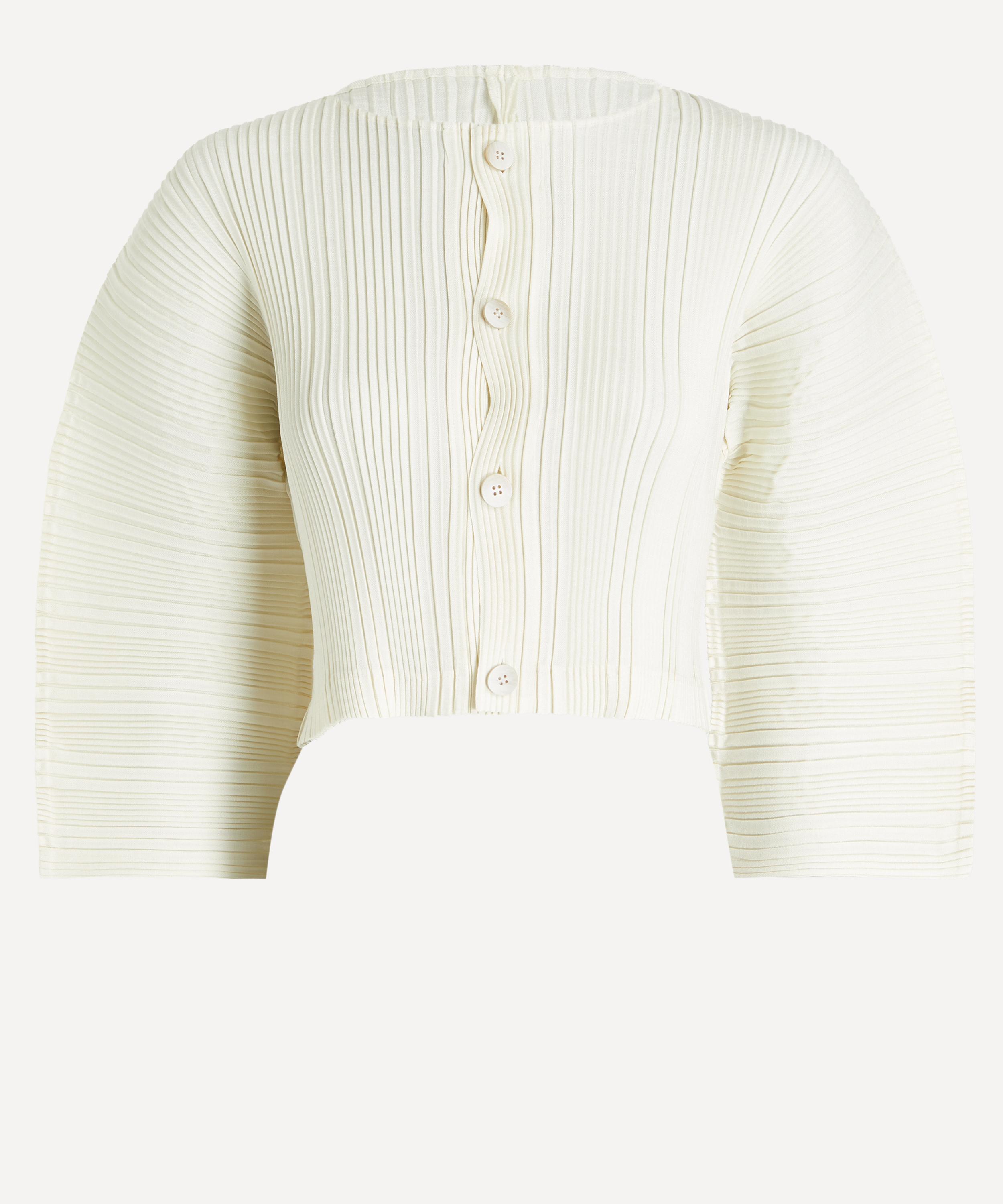 Issey Miyake - LINEN LIKE RIB PLEATS Ivory Cardigan