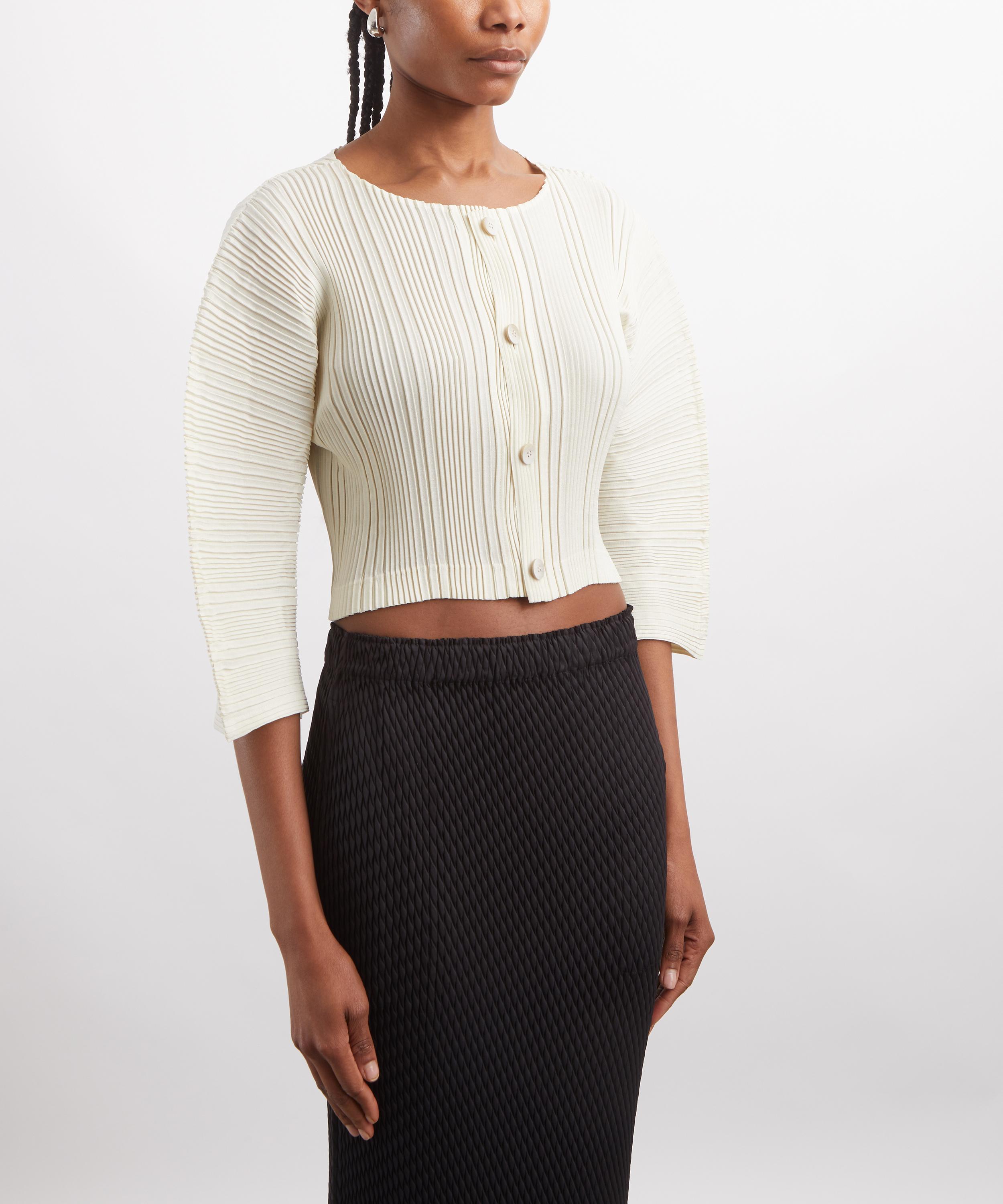 Issey Miyake - LINEN LIKE RIB PLEATS Ivory Cardigan image number 2