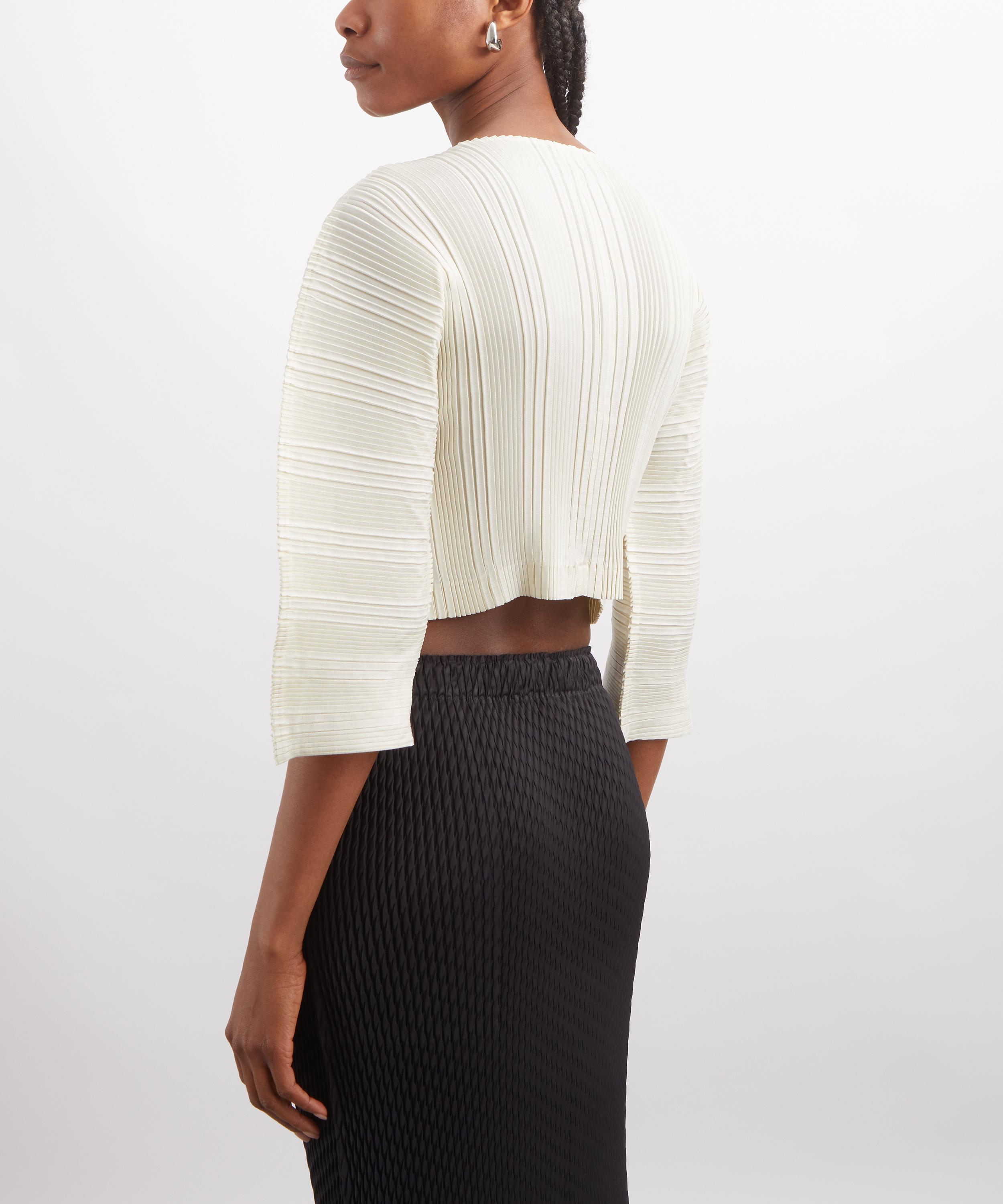 Issey Miyake - LINEN LIKE RIB PLEATS Ivory Cardigan image number 3