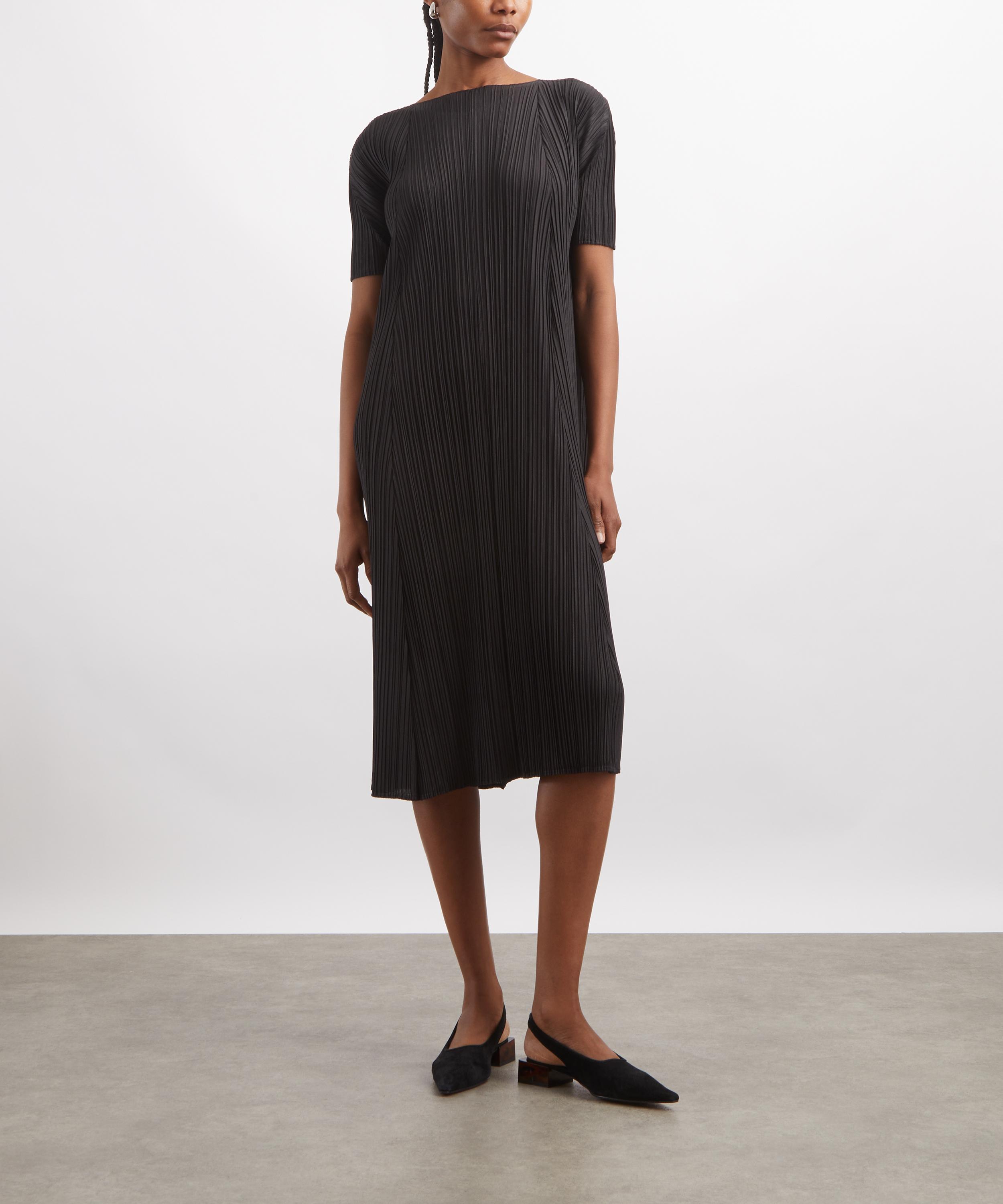 Pleats Please Issey Miyake - MELLOW PLEATS Black Midi Dress image number 1
