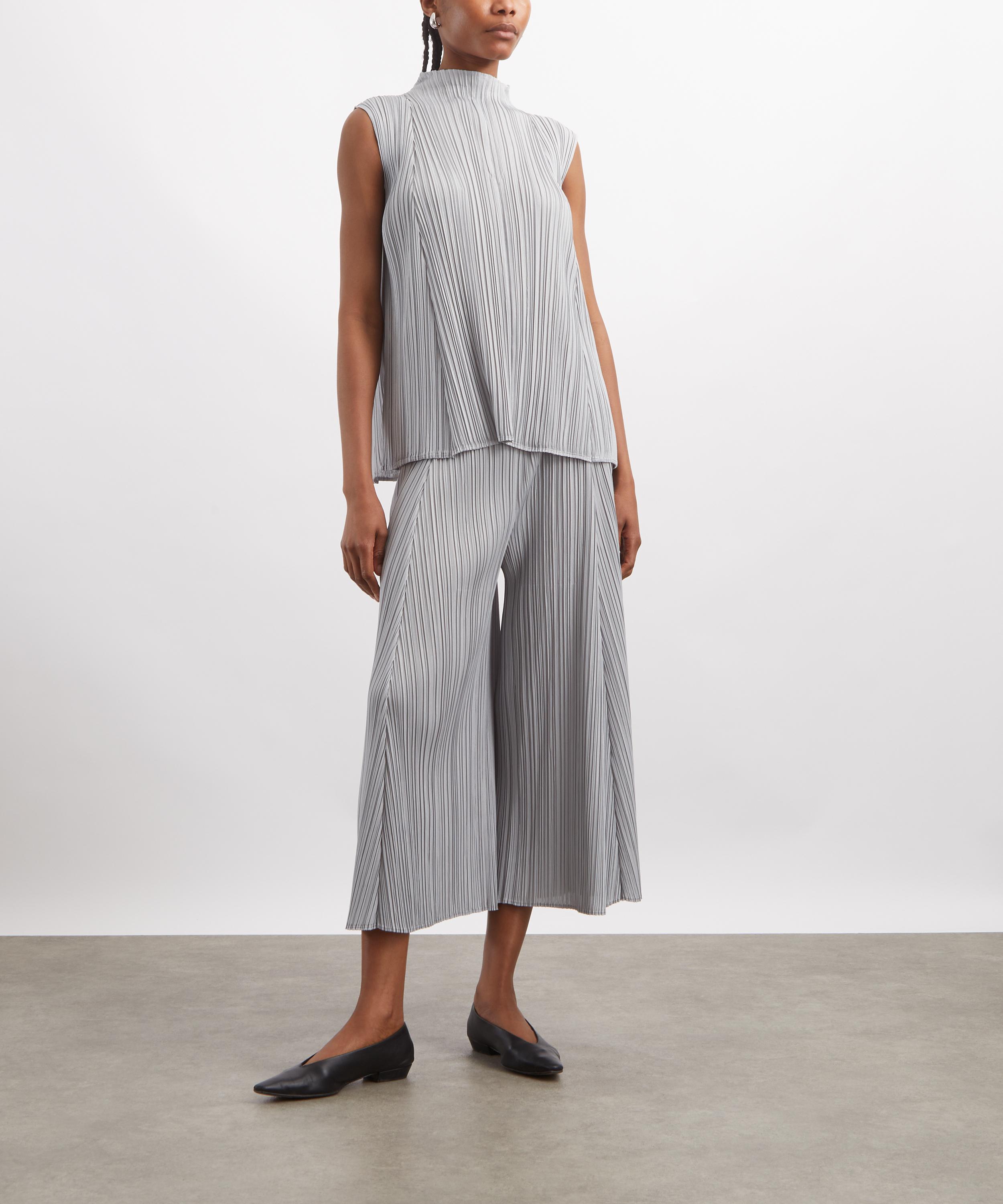Pleats Please Issey Miyake - MELLOW PLEATS Cool Grey Cropped Trousers image number 1