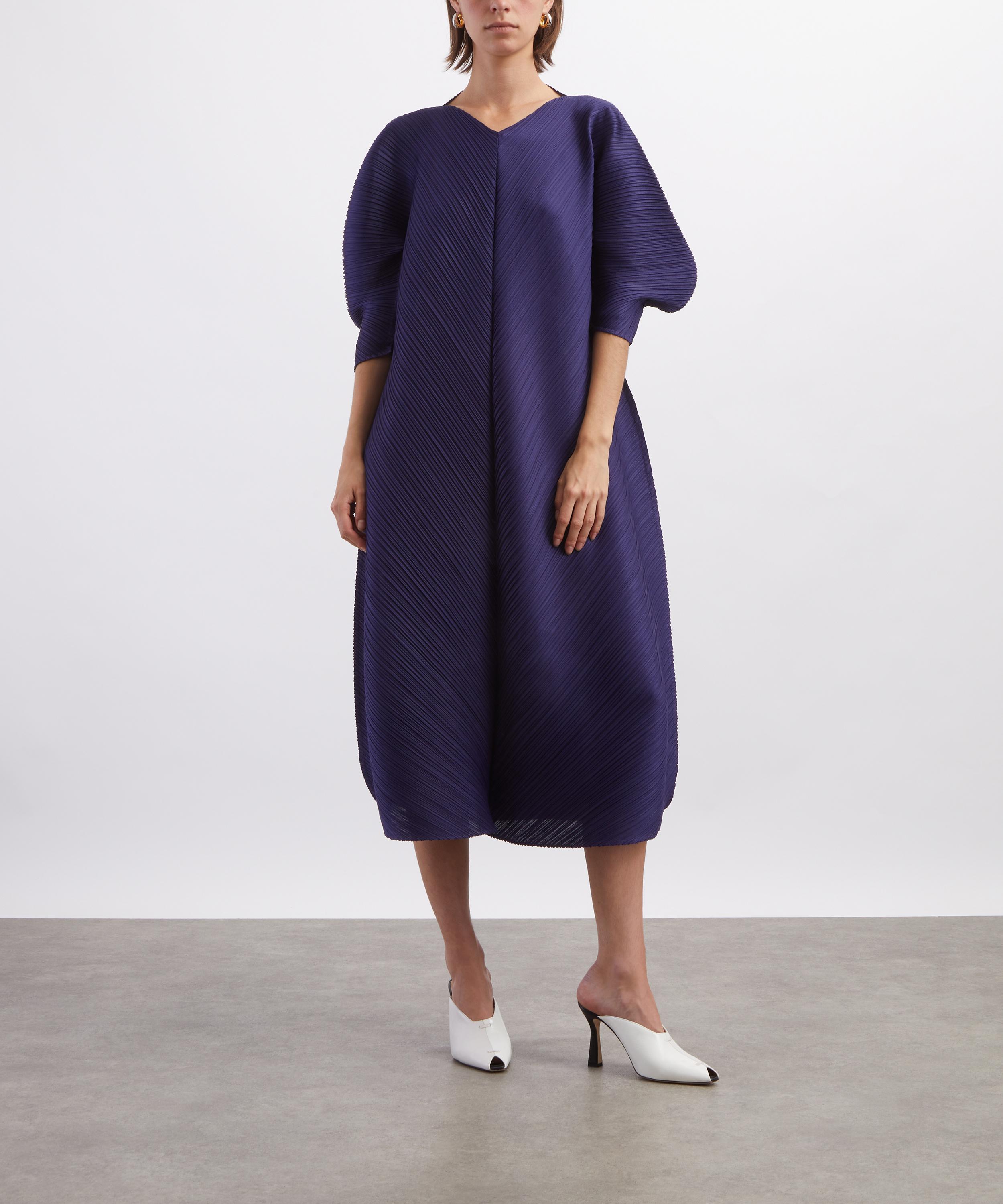Pleats Please Issey Miyake - COAST Navy Pleated Midi Dress image number 1