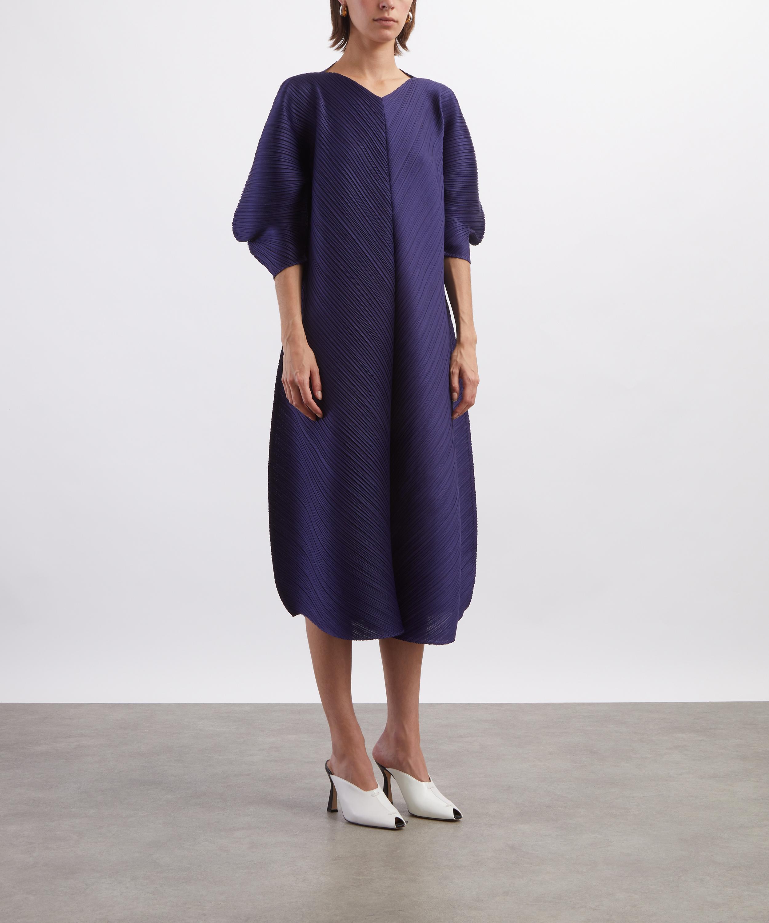 Pleats Please Issey Miyake - COAST Navy Pleated Midi Dress image number 2