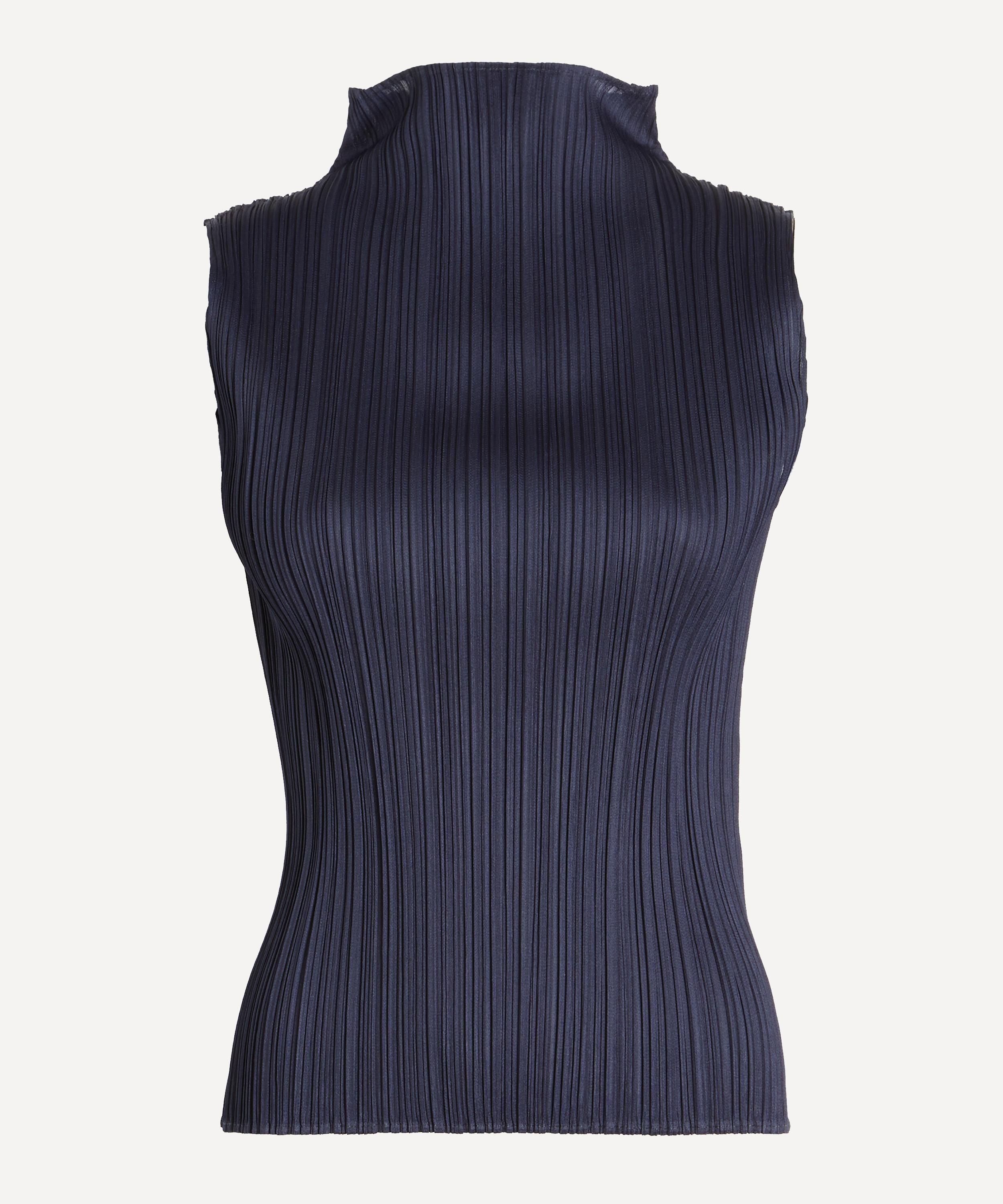 Pleats Please Issey Miyake - NEW COLOURFUL BASICS 4 Navy Pleated Top