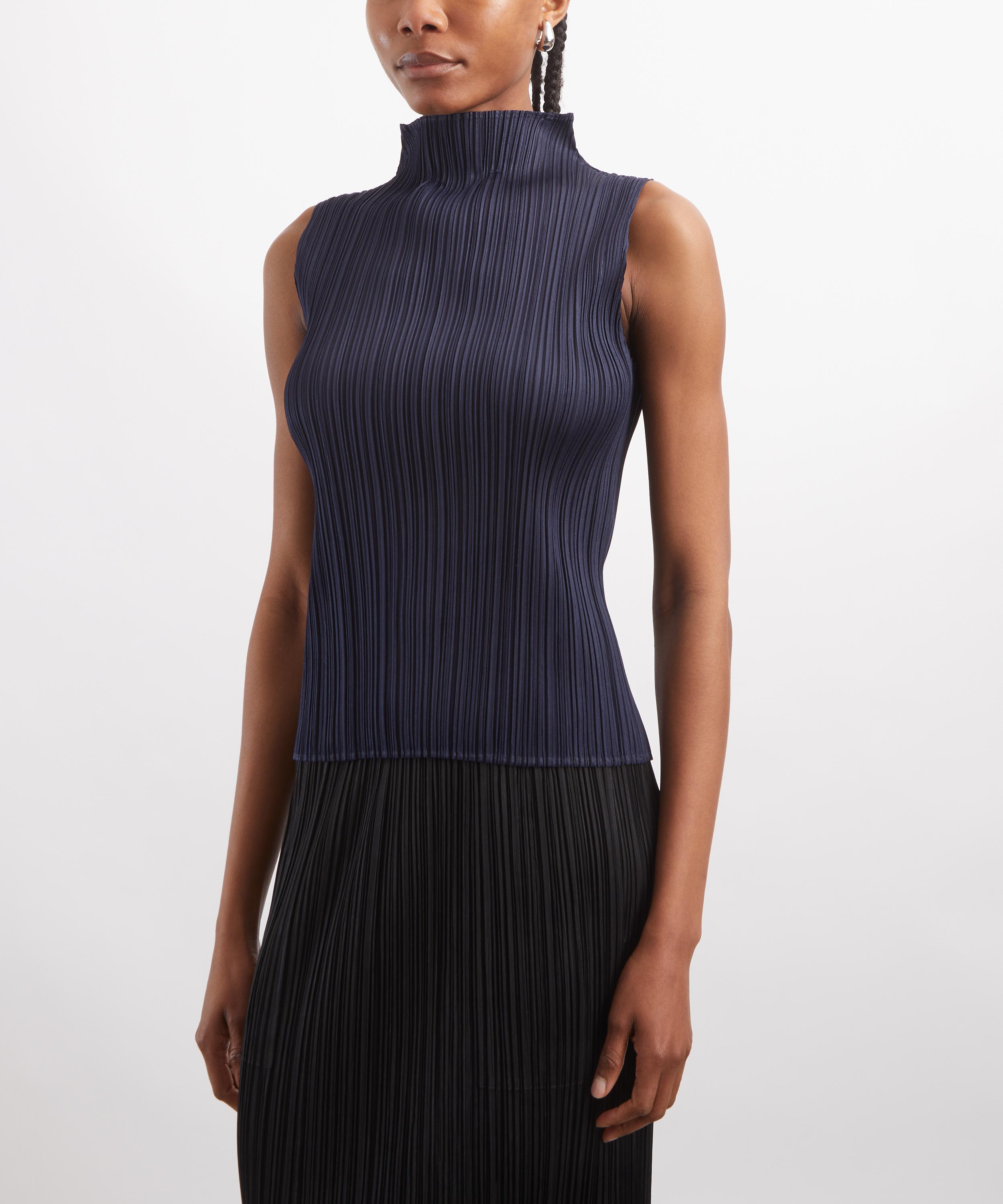 Pleats Please Issey Miyake - NEW COLOURFUL BASICS 4 Navy Pleated Top image number 2