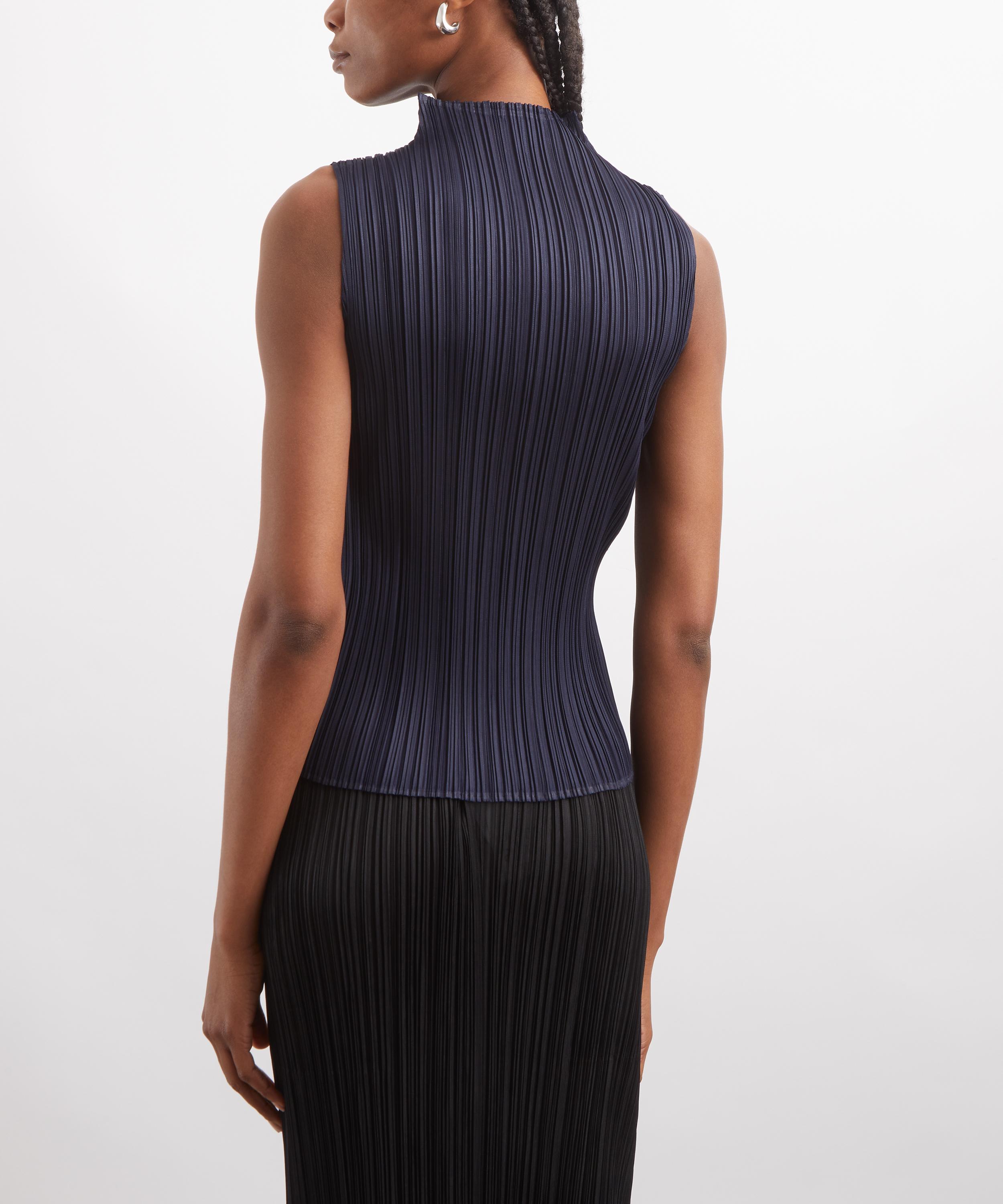 Pleats Please Issey Miyake - NEW COLOURFUL BASICS 4 Navy Pleated Top image number 3