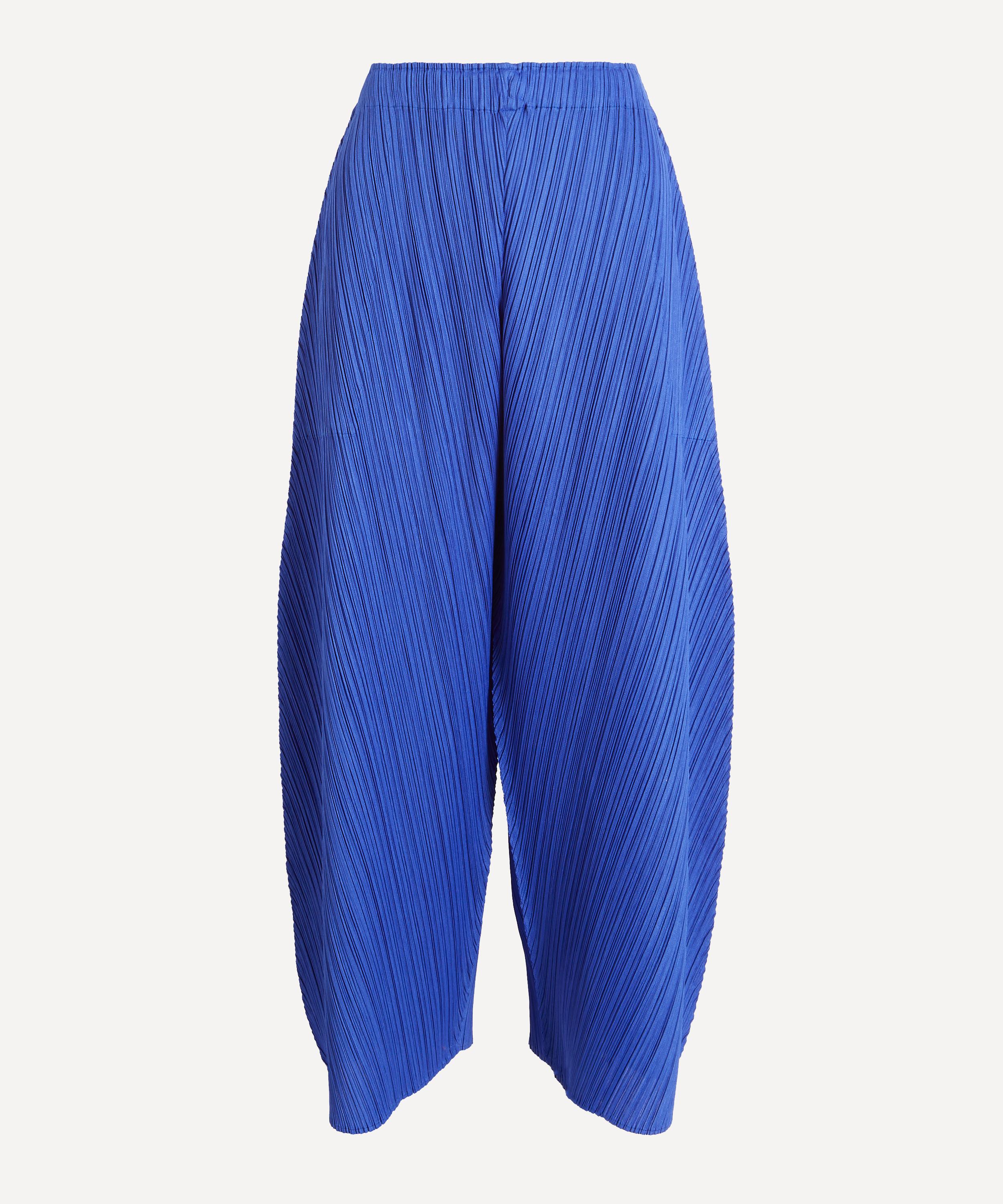 Pleats Please Issey Miyake - COAST Blue Pleated Wide-Leg Trousers image number 0
