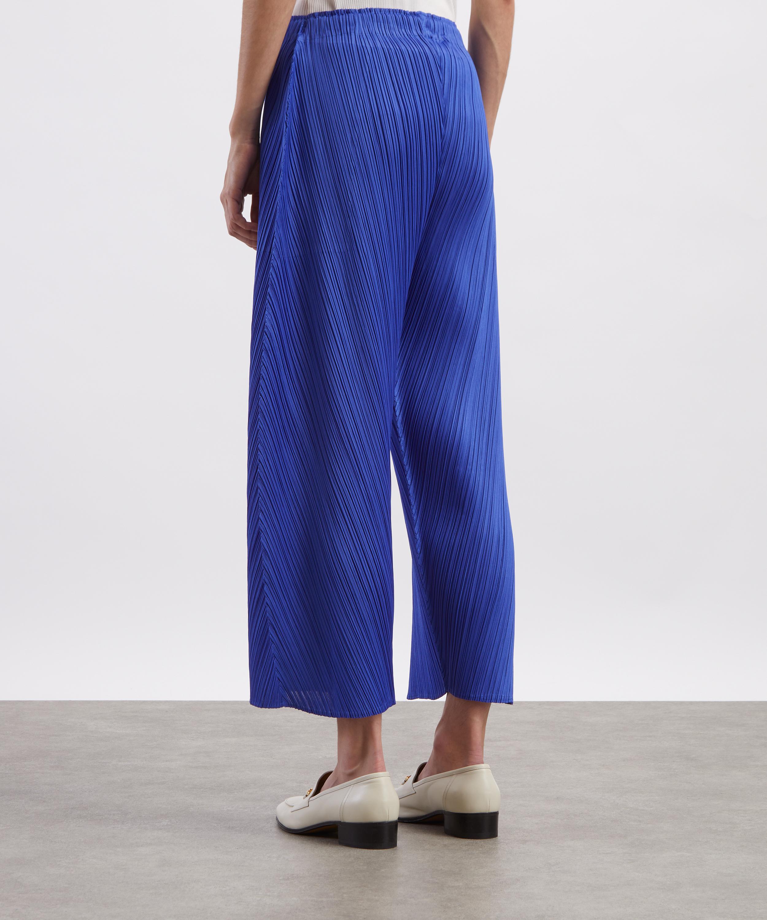 Pleats Please Issey Miyake - COAST Blue Pleated Wide-Leg Trousers image number 3