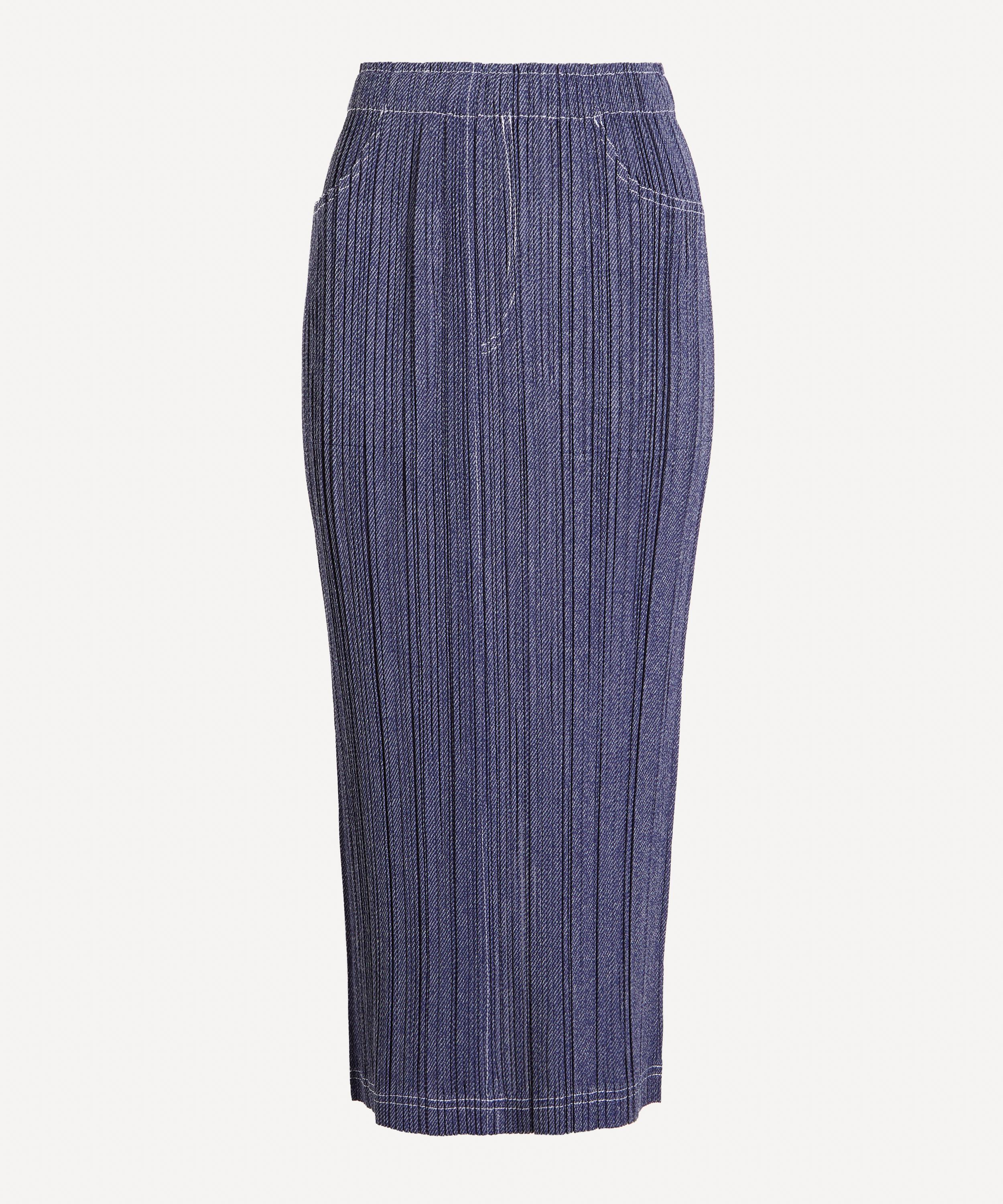 Pleats Please Issey Miyake - COTTON DENIM Pleated Midi Skirt