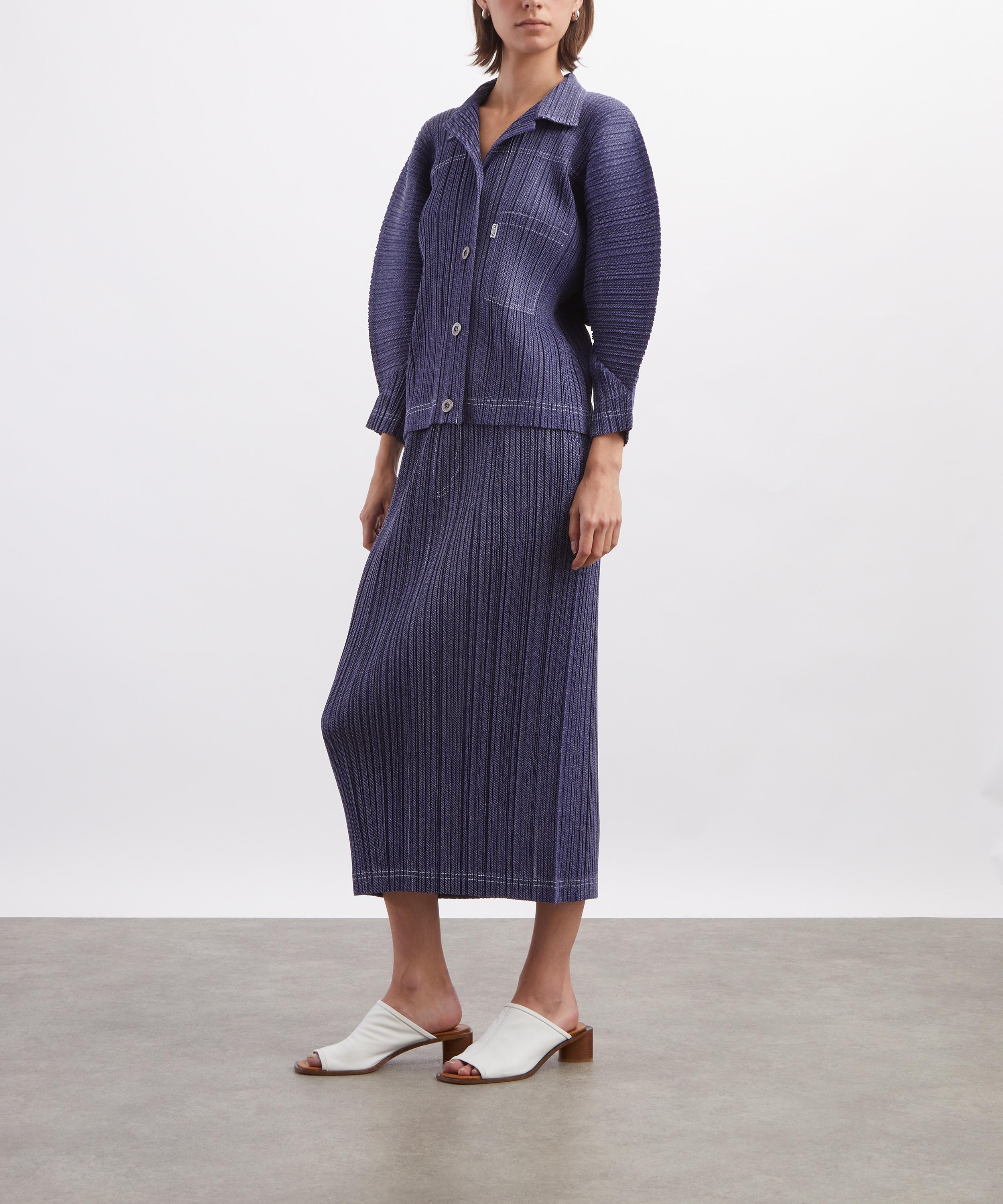 Pleats Please Issey Miyake - COTTON DENIM Pleated Midi Skirt image number 1