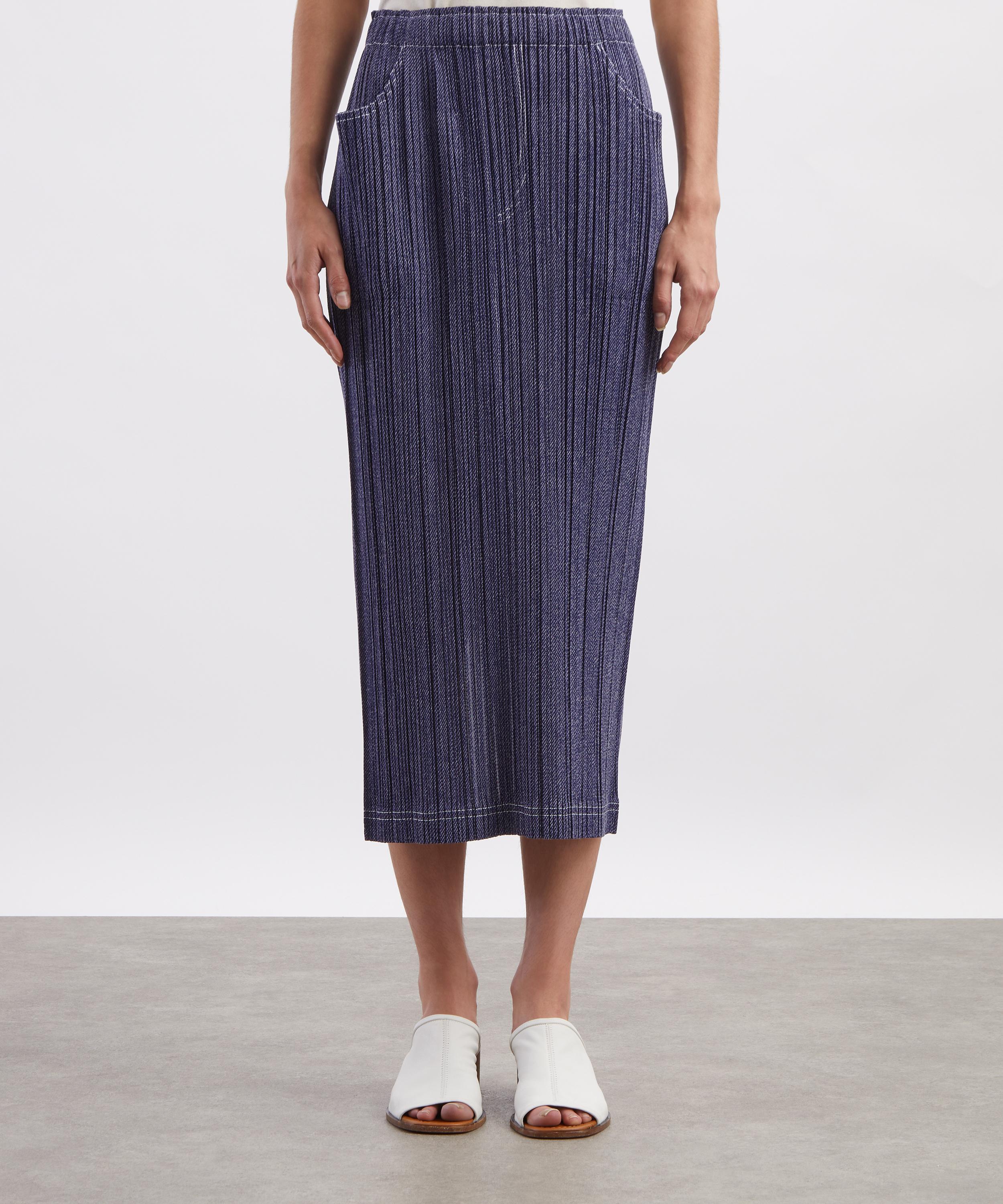 Pleats Please Issey Miyake - COTTON DENIM Pleated Midi Skirt image number 2