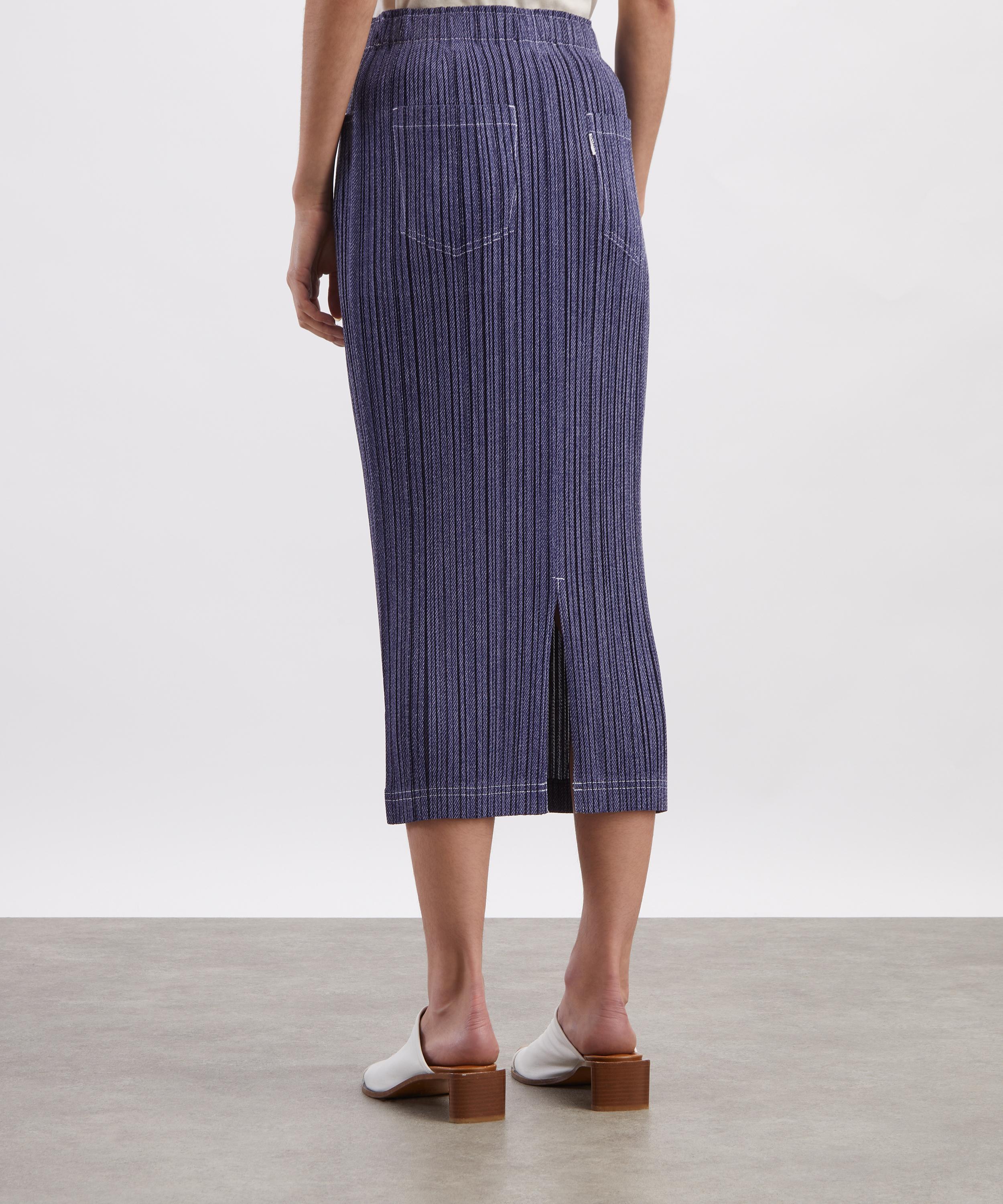 Pleats Please Issey Miyake - COTTON DENIM Pleated Midi Skirt image number 3