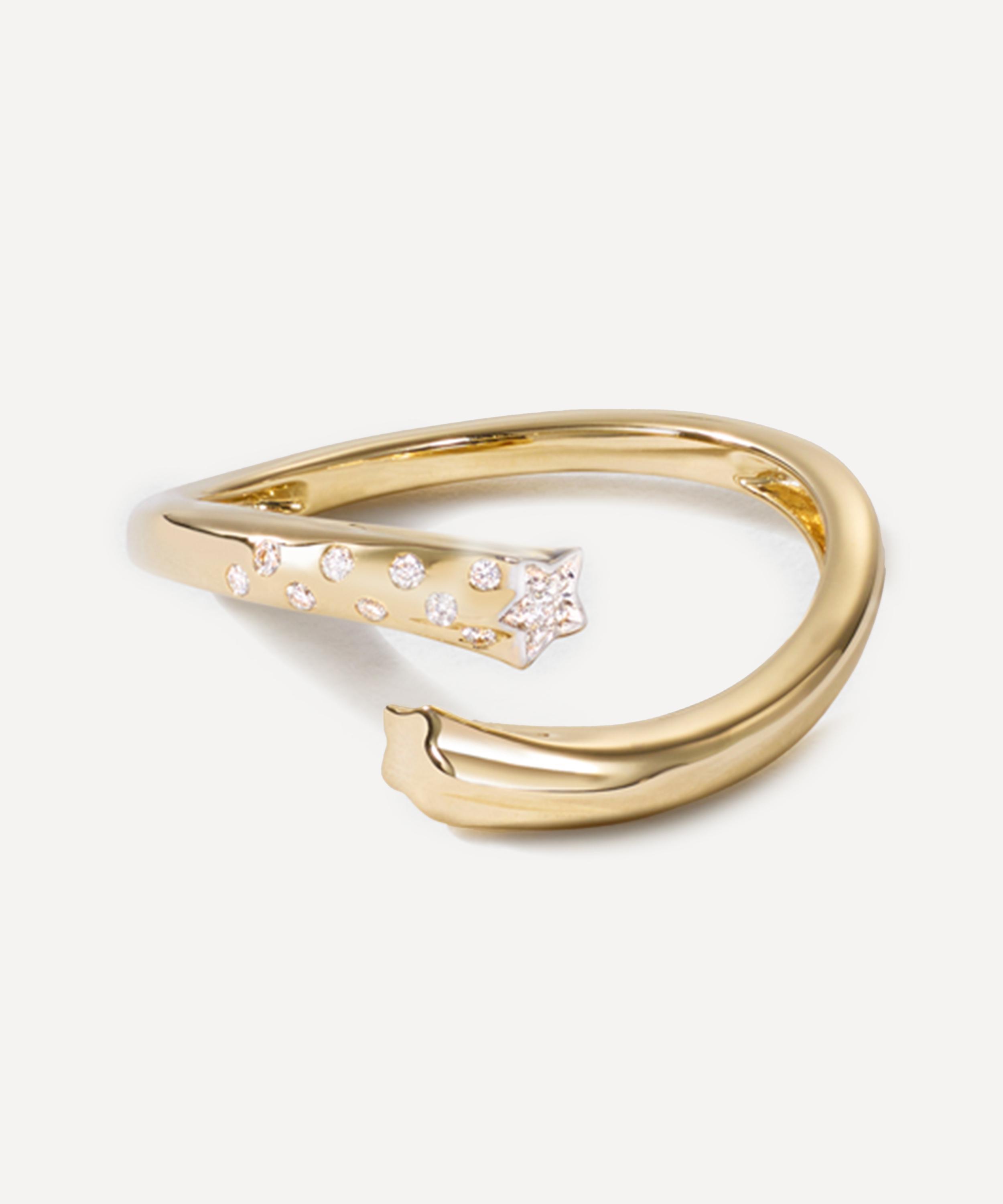 Roxanne First - 14ct Gold Diamond Polka Dot Shooting Star Ring image number 0