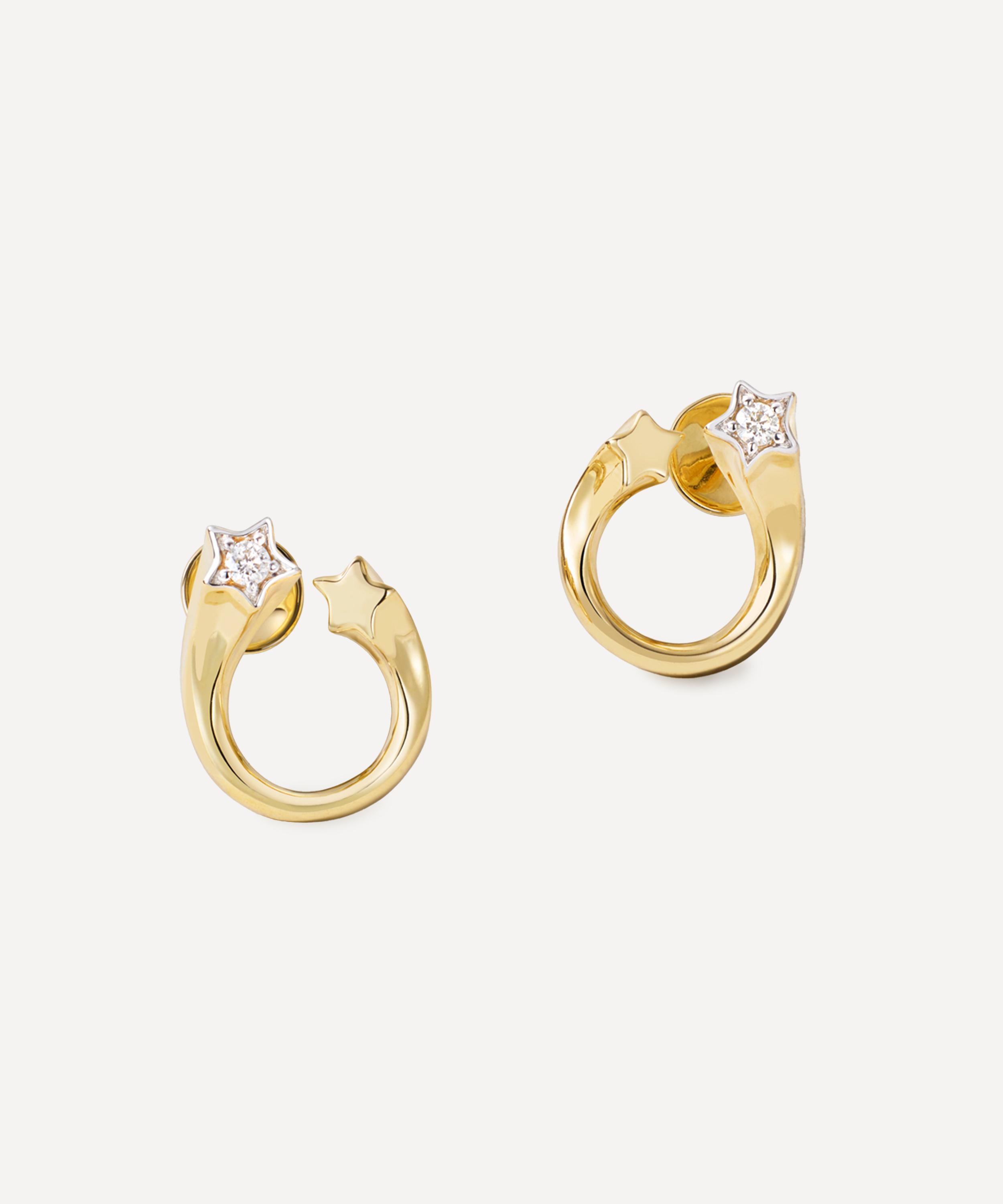 Roxanne First - 14ct Gold Diamond Shooting Star Stud Earrings image number 0