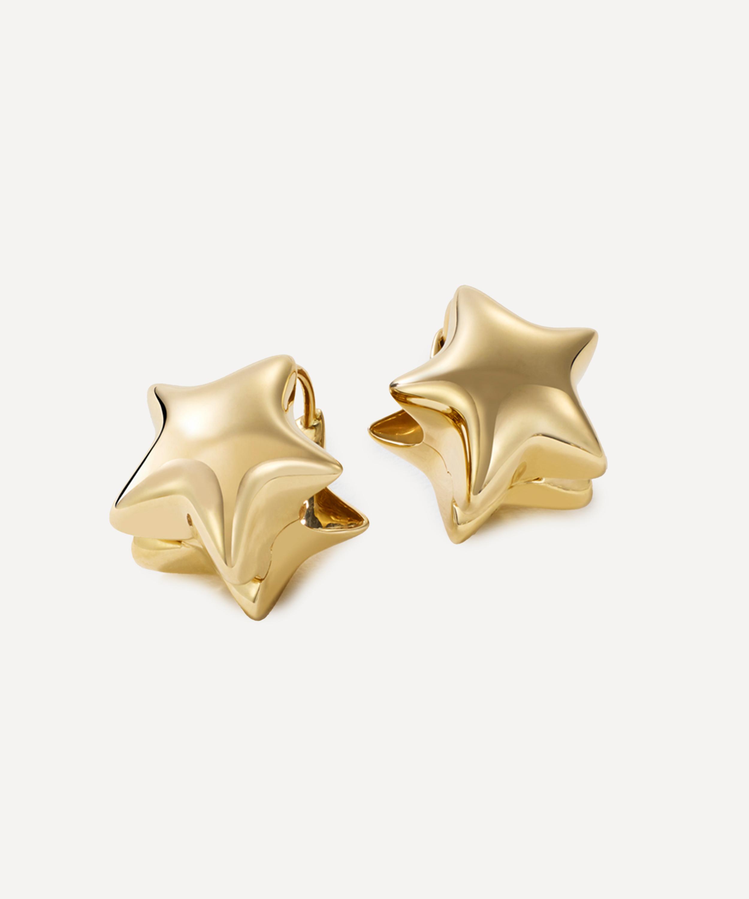 Roxanne First - 14ct Gold Puffy Star Hoop Earrings