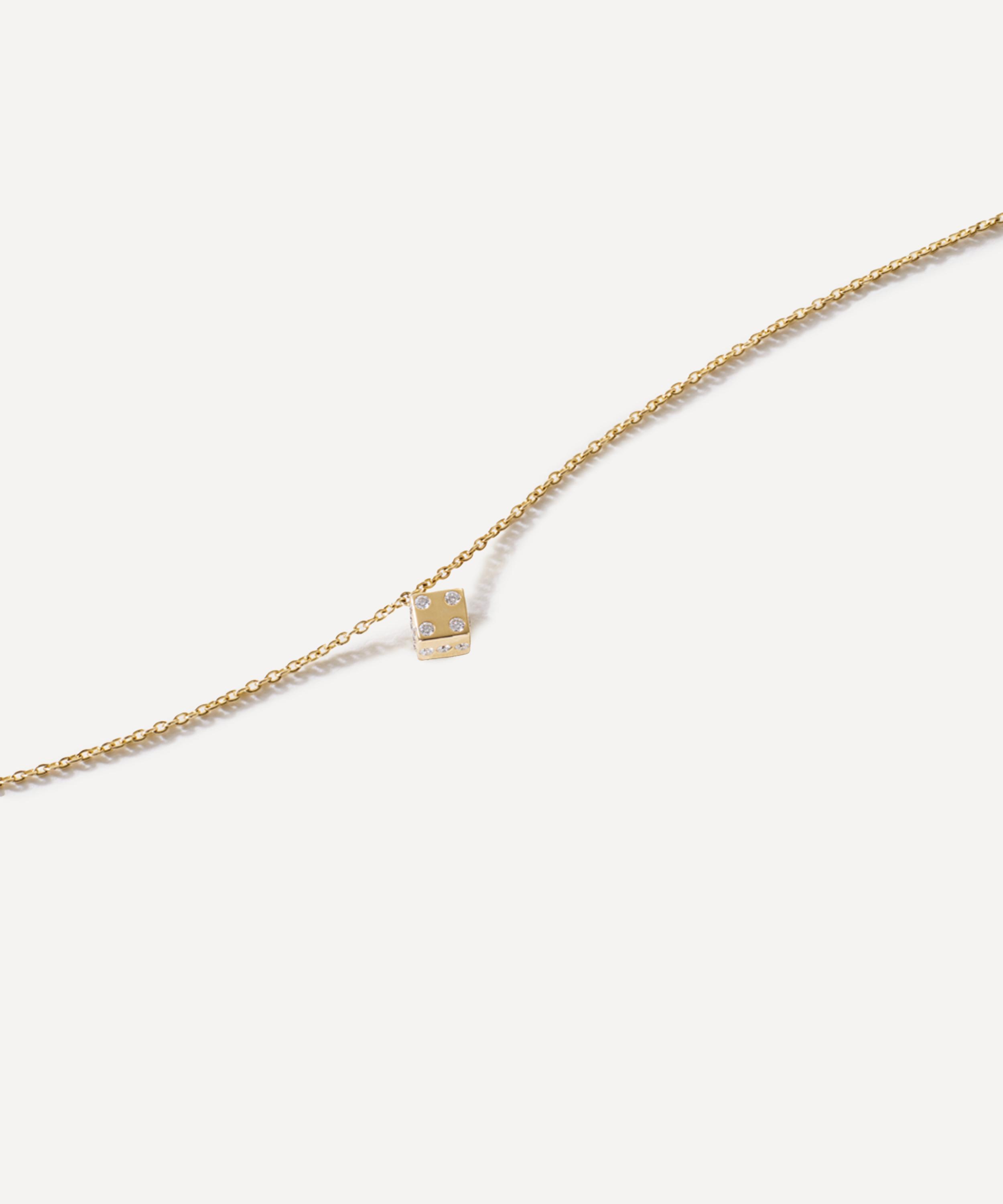 Roxanne First - 14ct Gold Diamond Dice Pendant Necklace