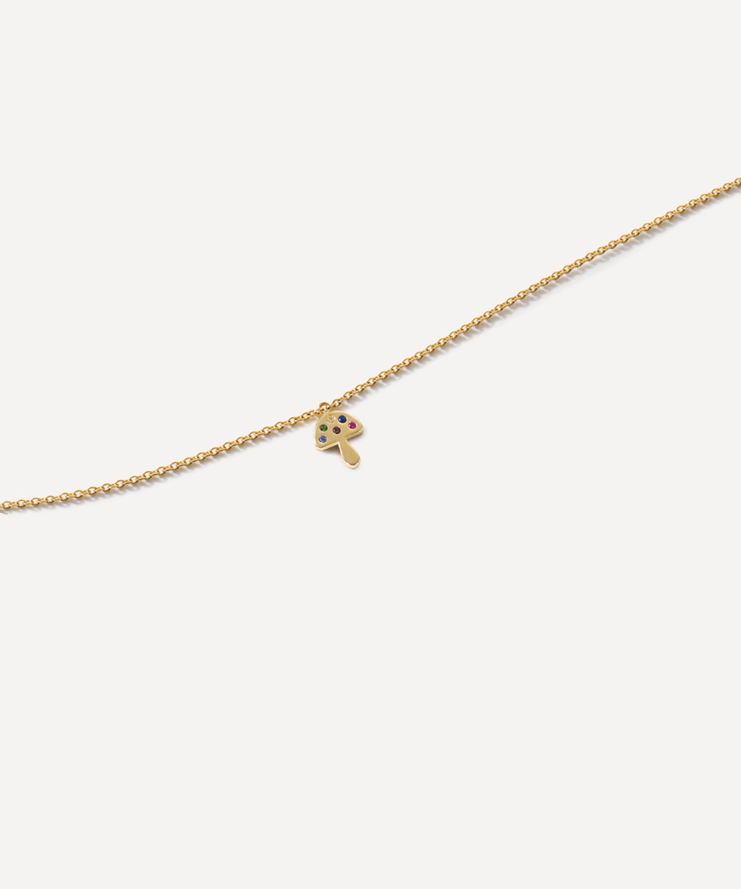 Roxanne First - 14ct Gold Rainbow Sapphire Mushroom Pendant Necklace image number 0