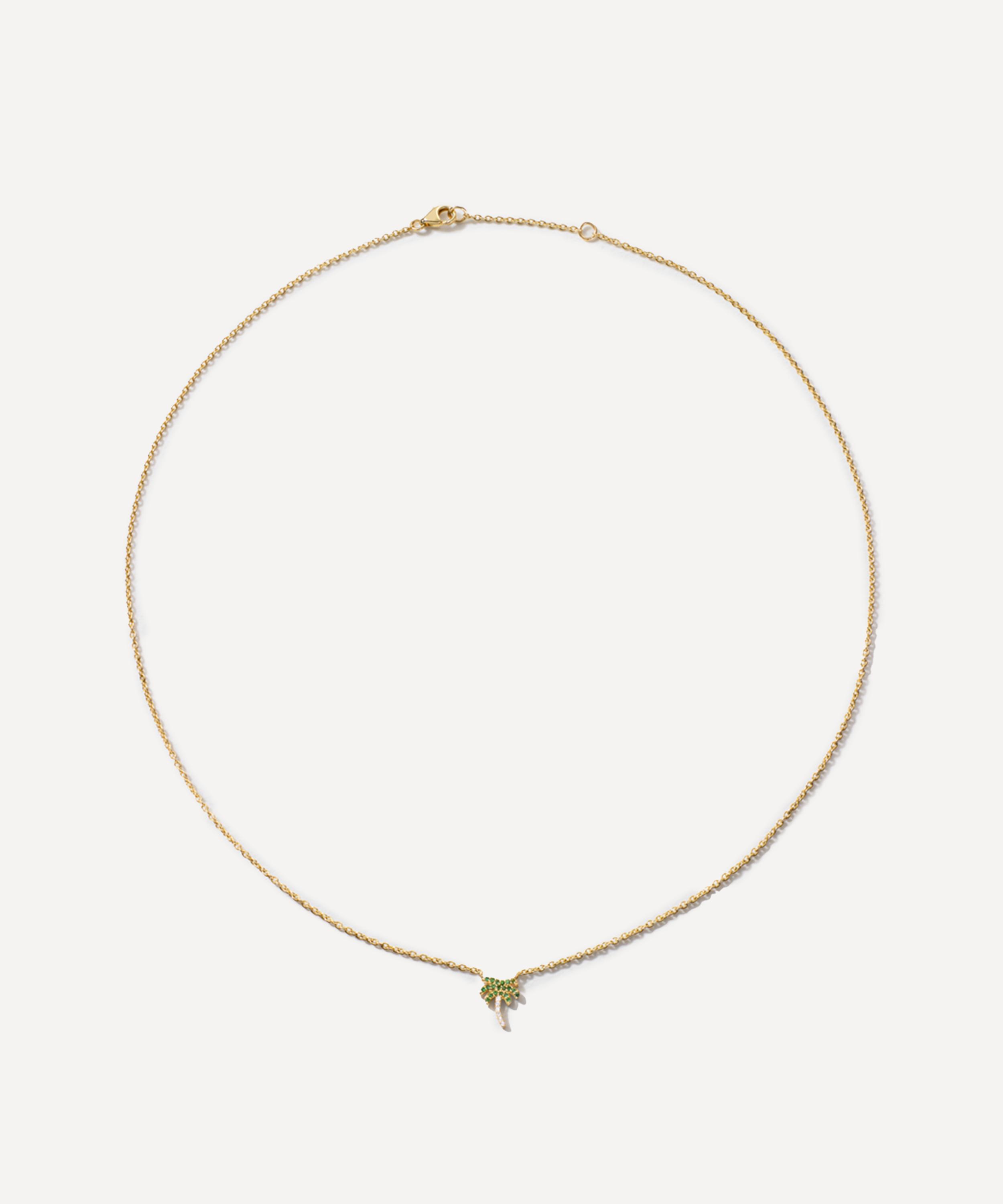 Roxanne First - 14ct Gold Tsavorite and Diamond Palm Tree Pendant Necklace image number 1