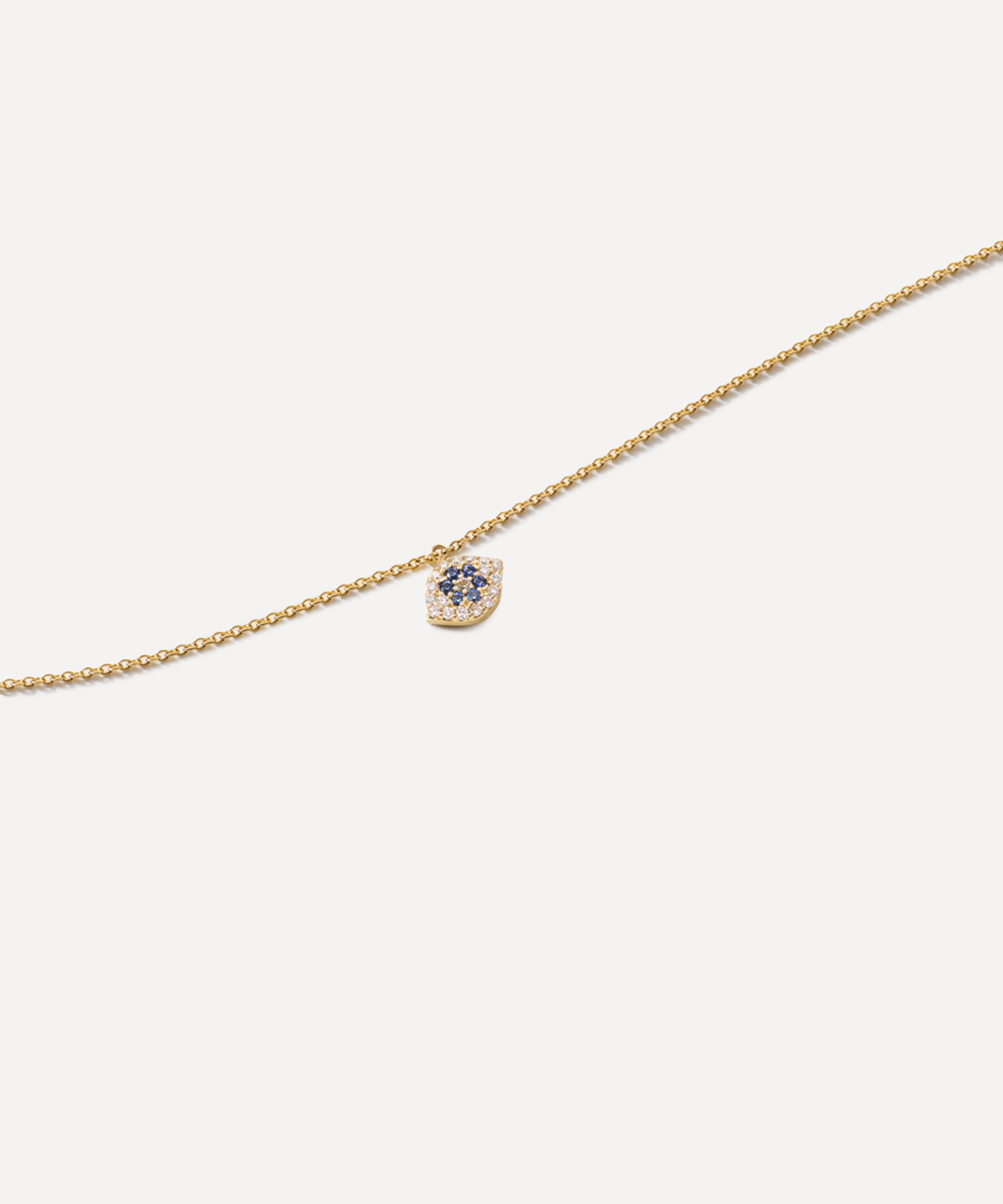 Roxanne First - 14ct Gold Blue Sapphire and Diamond Evil Eye Pendant Necklace image number 0