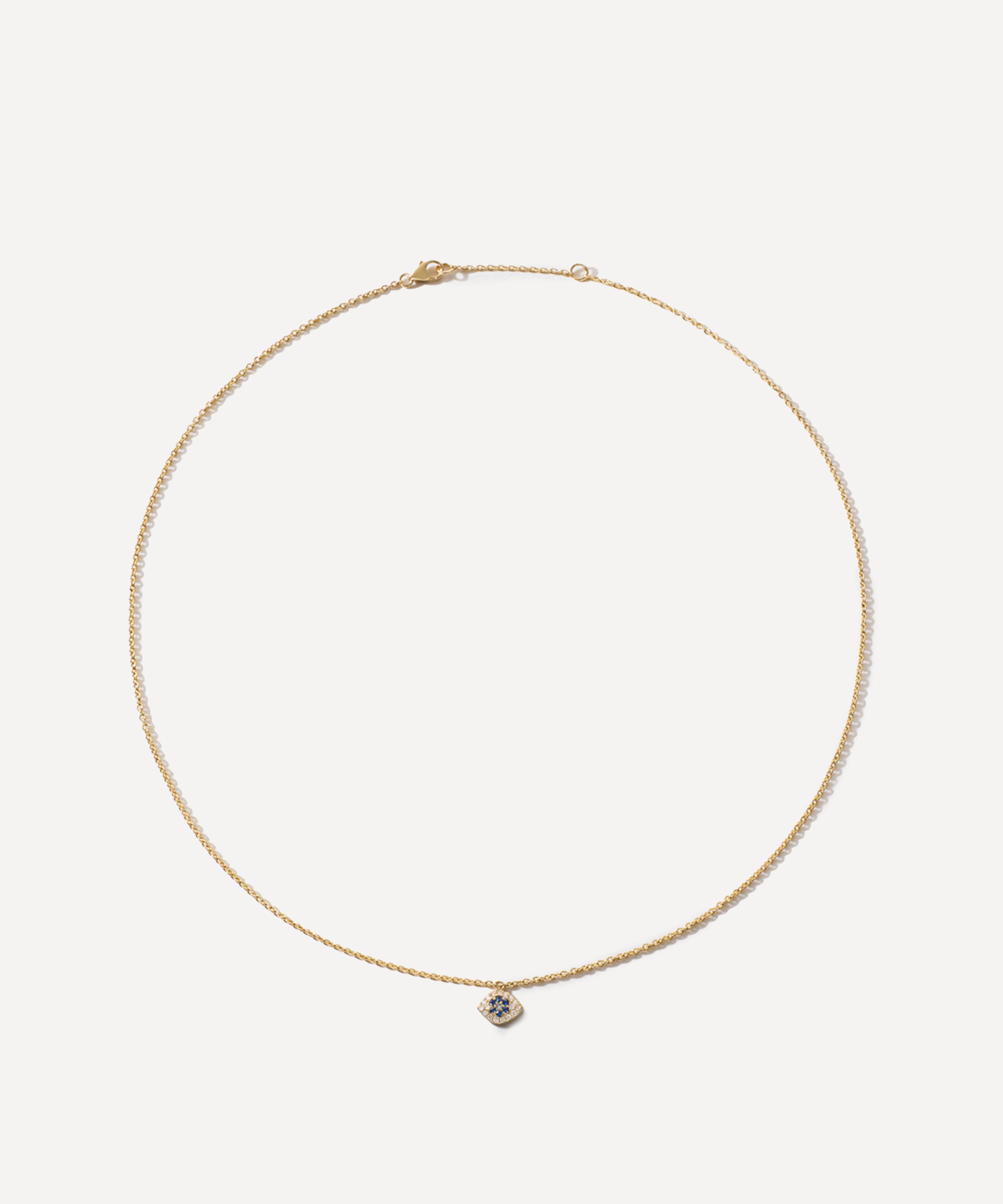Roxanne First - 14ct Gold Blue Sapphire and Diamond Evil Eye Pendant Necklace image number 1