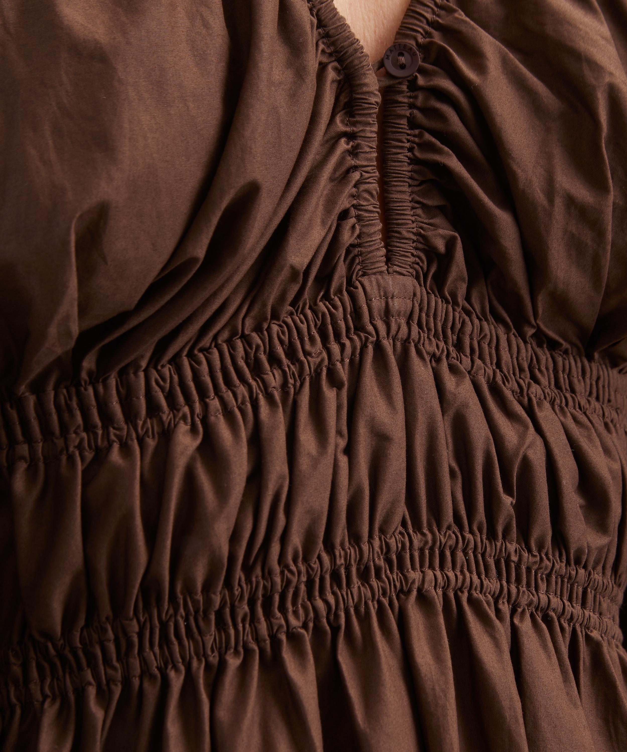 Matteau - Chocolate Shirred Plunge Button Midi Dress image number 4