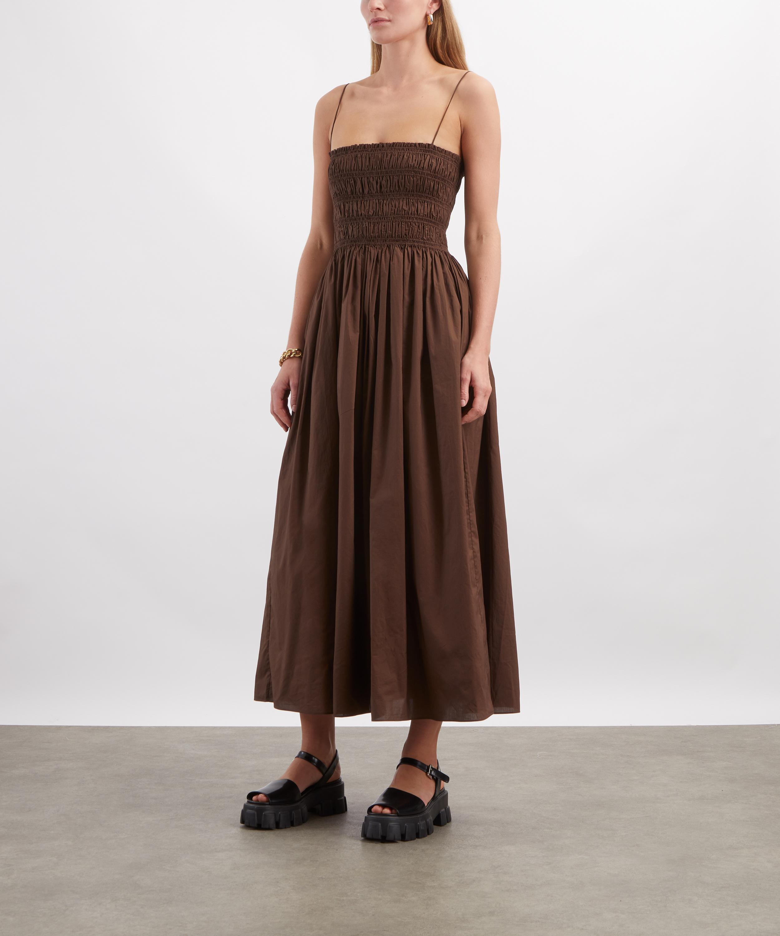 Matteau - Chocolate Shirred Bodice Midi Dress image number 2