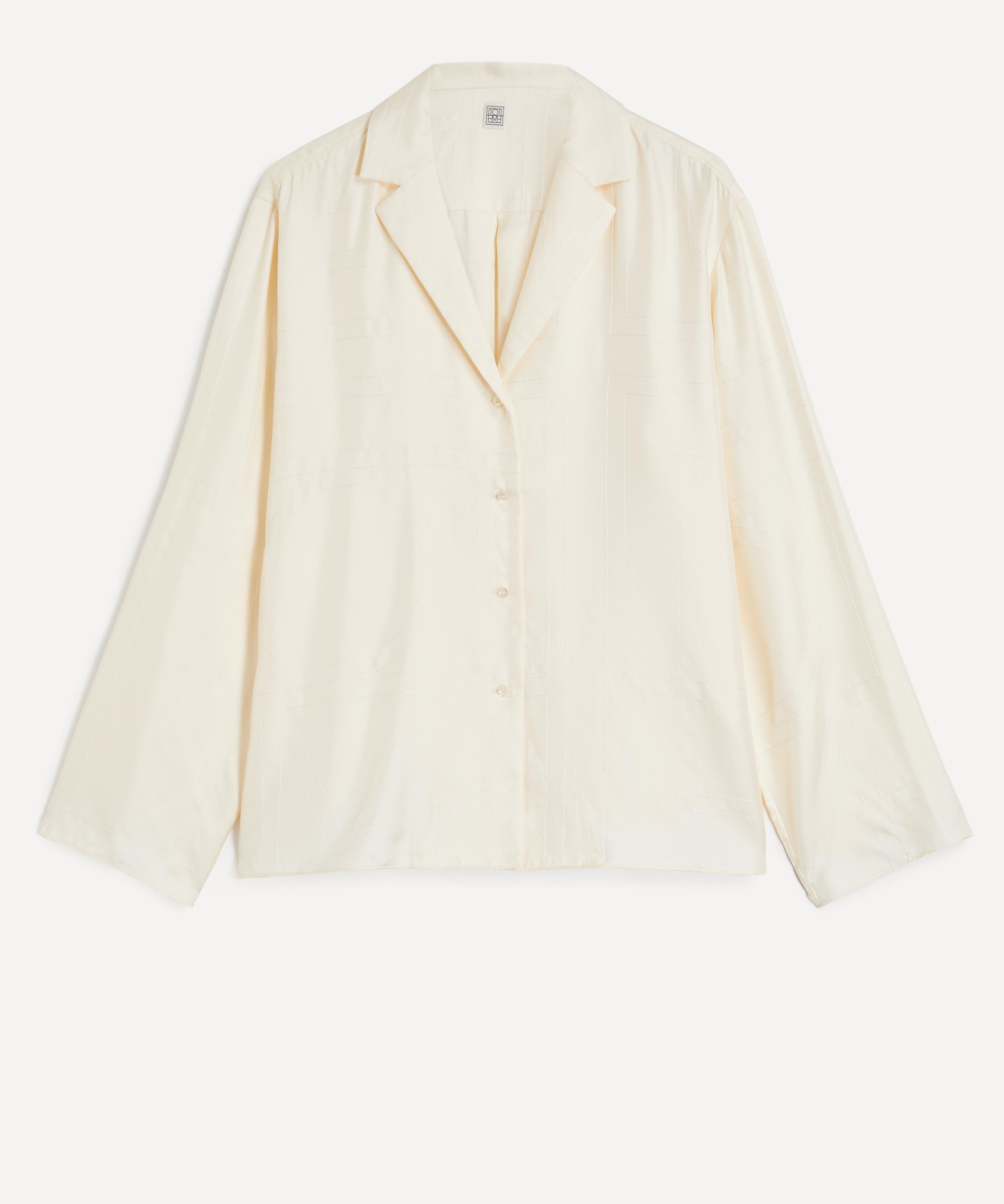 Toteme - Cream Monogram Silk PJ Top