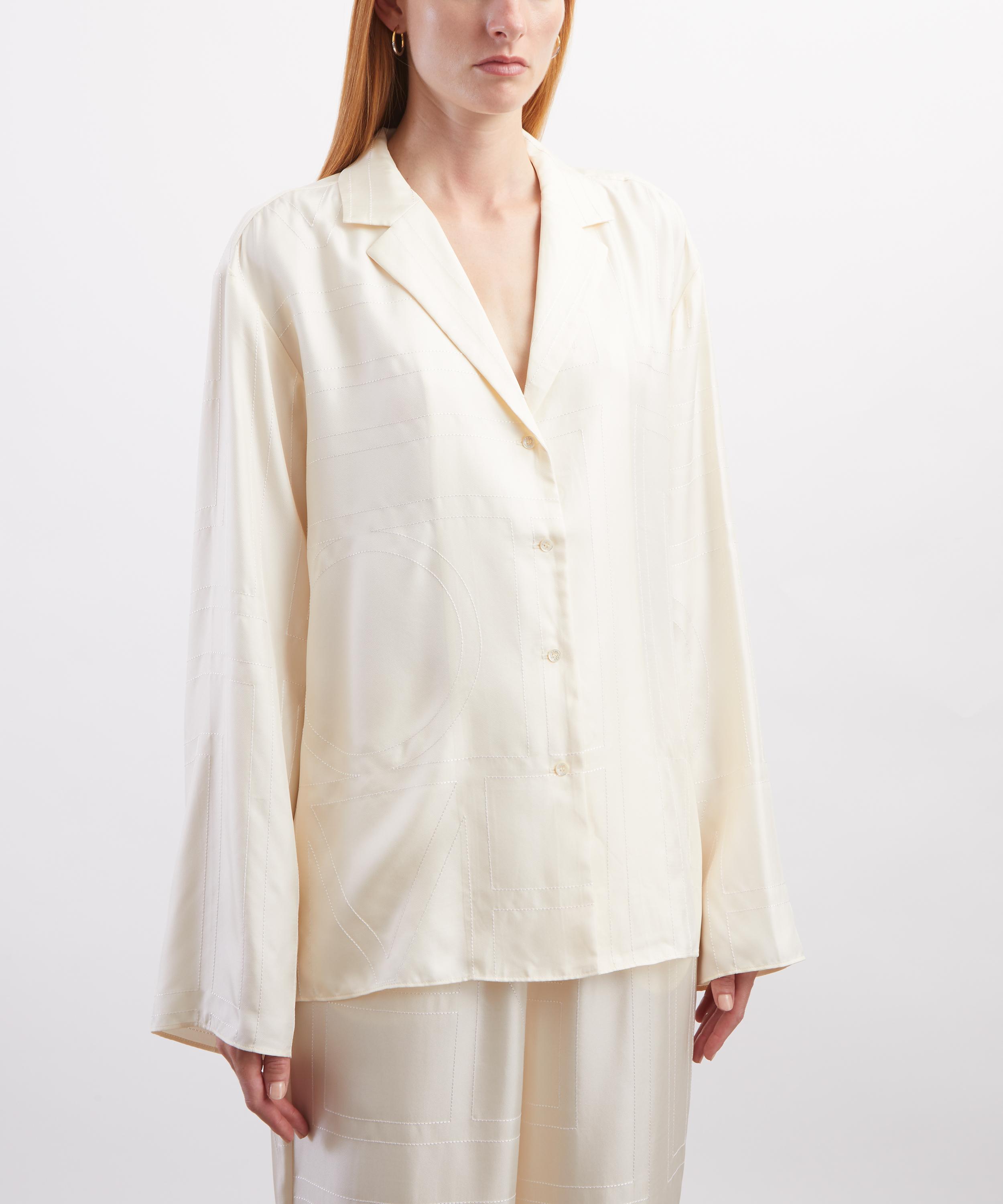 Toteme - Cream Monogram Silk PJ Top image number 2