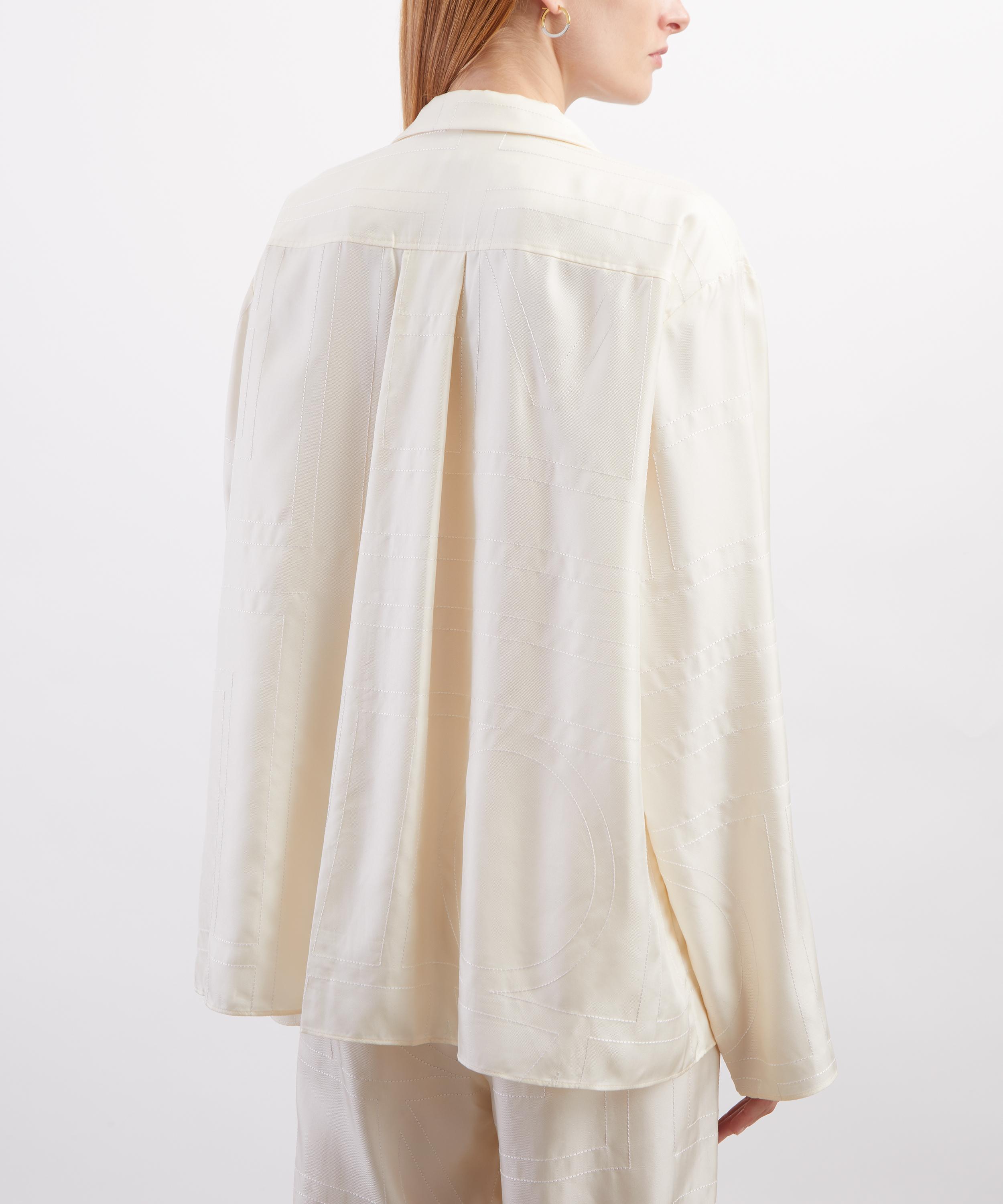 Toteme - Cream Monogram Silk PJ Top image number 3