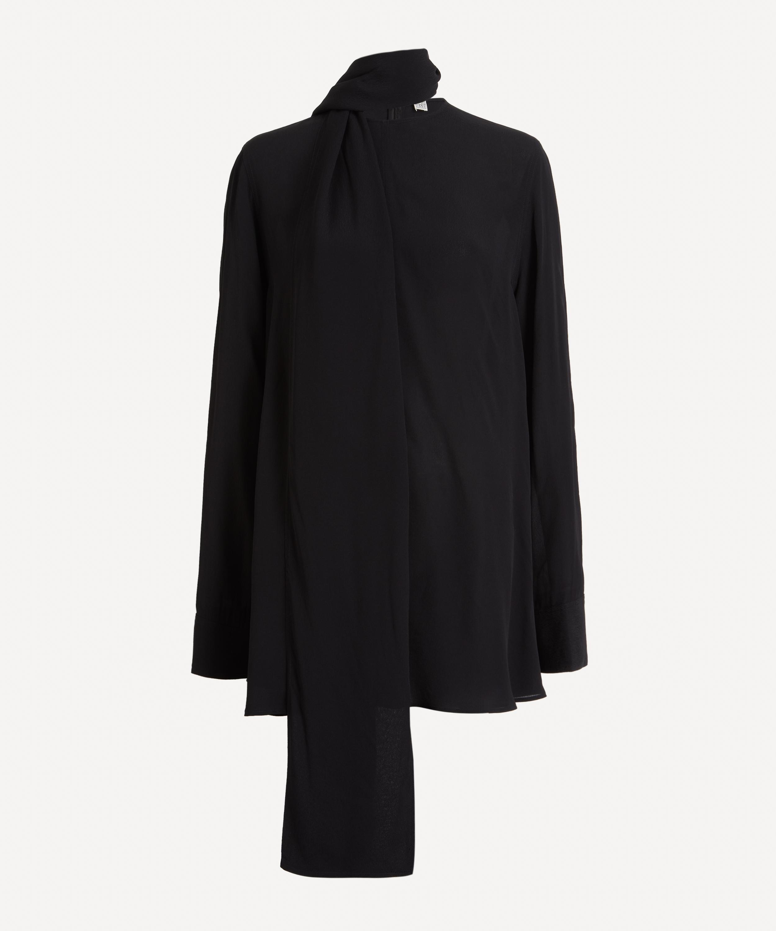Toteme - Black Draped Scarf Blouse image number 0