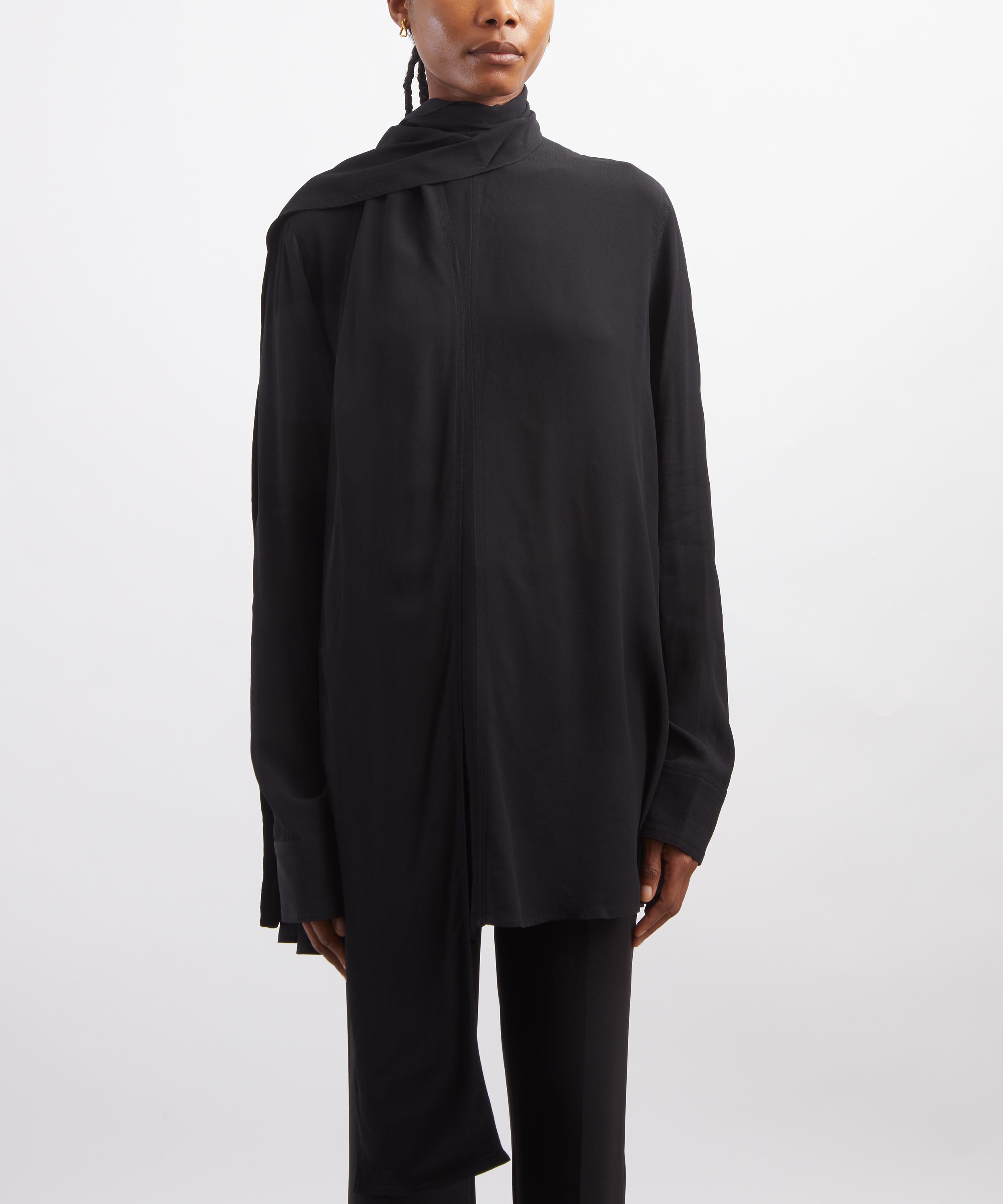 Toteme - Black Draped Scarf Blouse image number 2