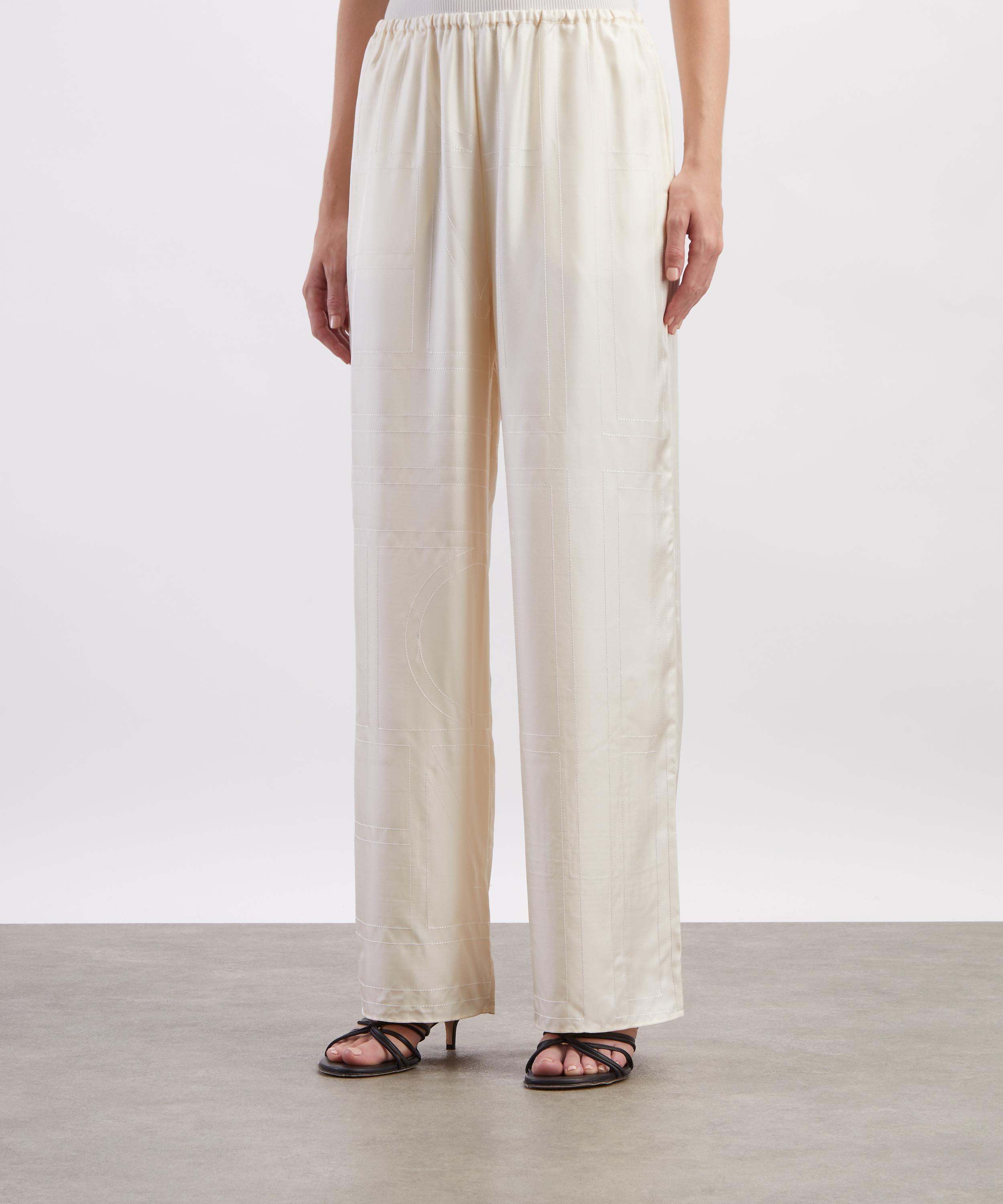 Toteme - Cream Monogram Silk PJ Bottoms&nbsp; image number 2