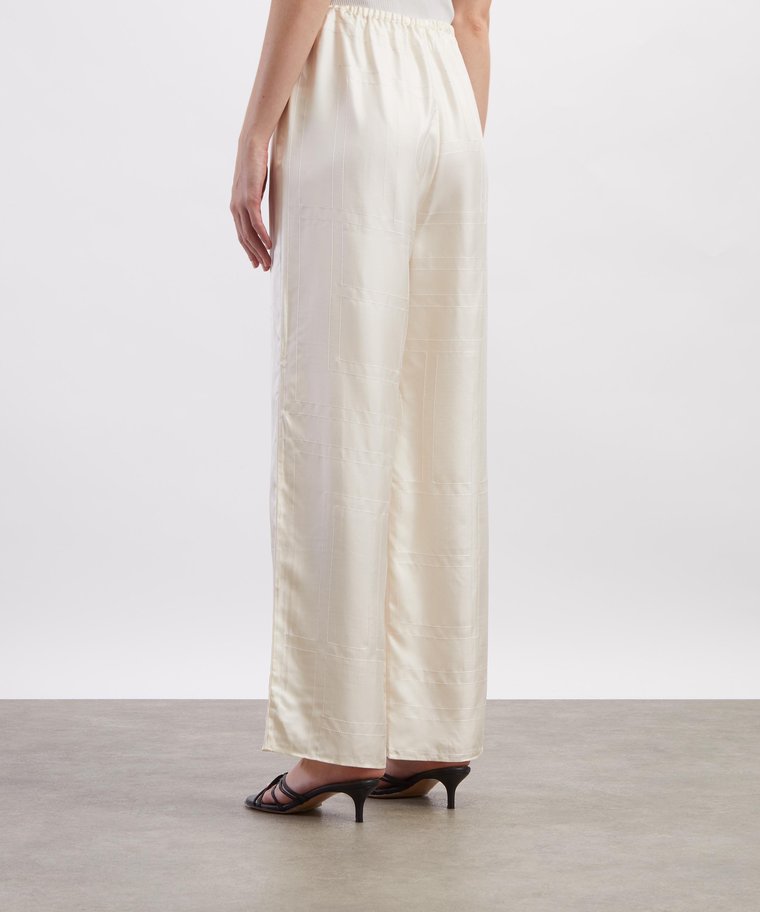 Toteme - Cream Monogram Silk PJ Bottoms&nbsp; image number 3