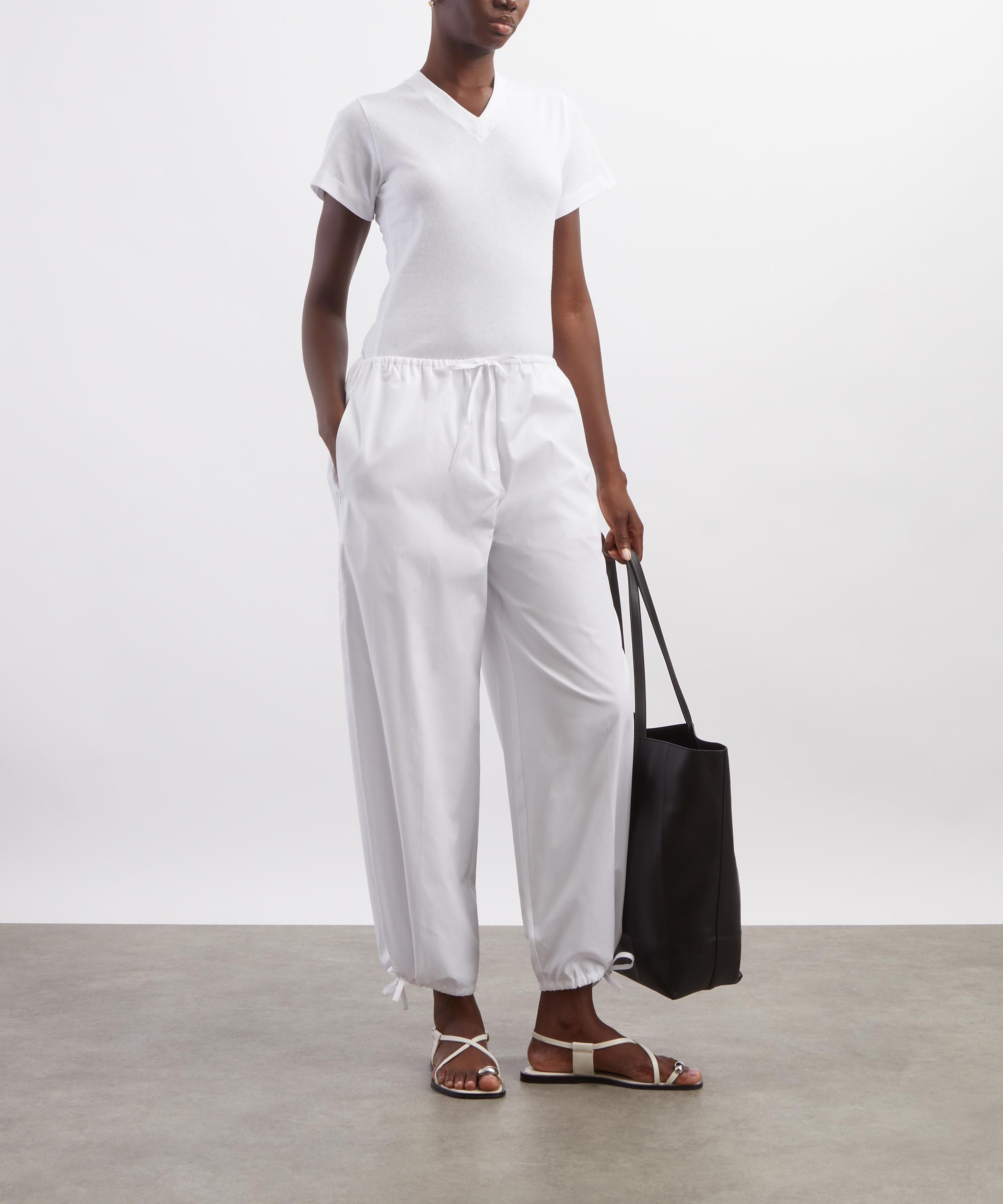 Toteme - White Drawstring Cotton Trousers image number 1