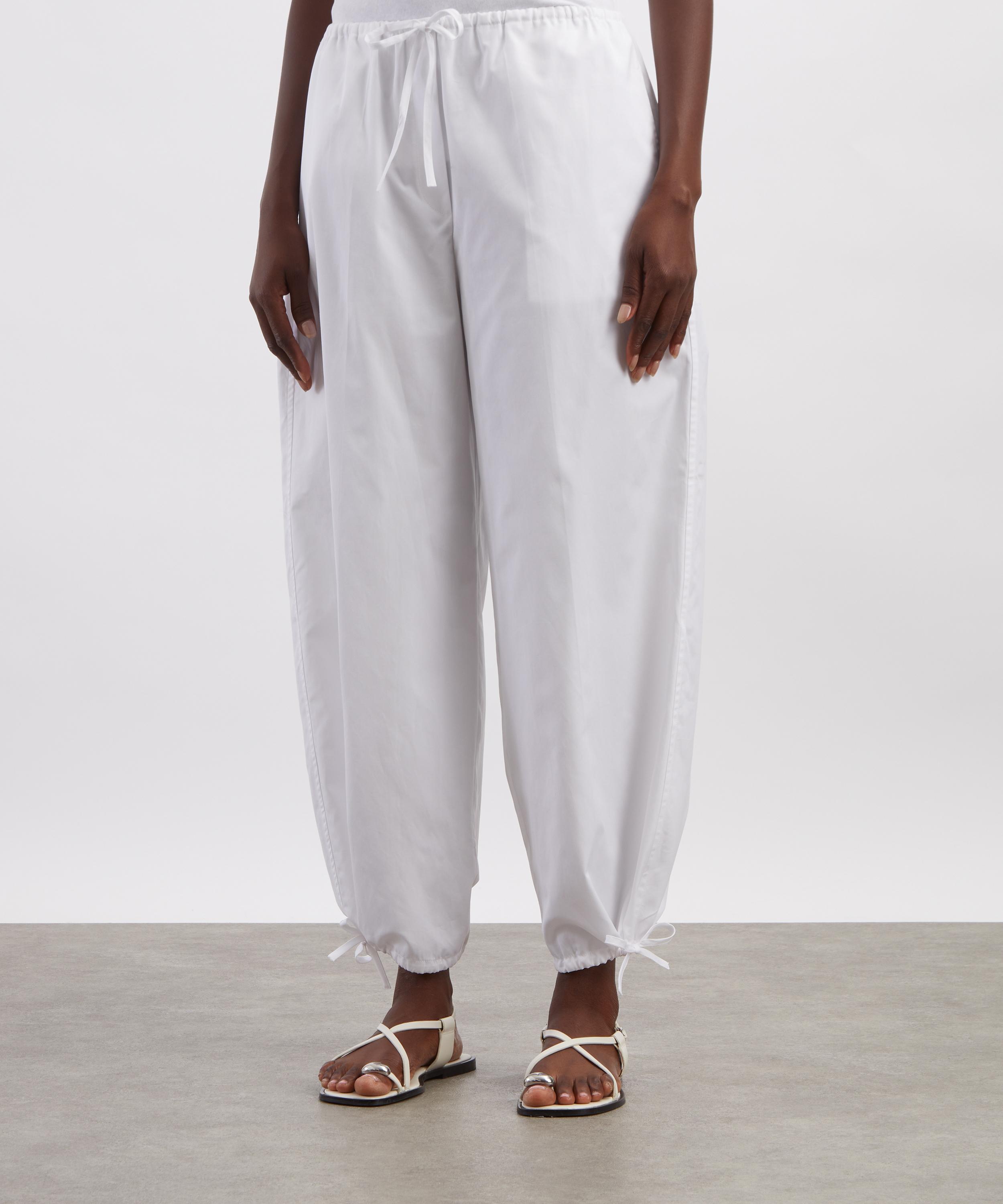 Toteme - White Drawstring Cotton Trousers image number 2