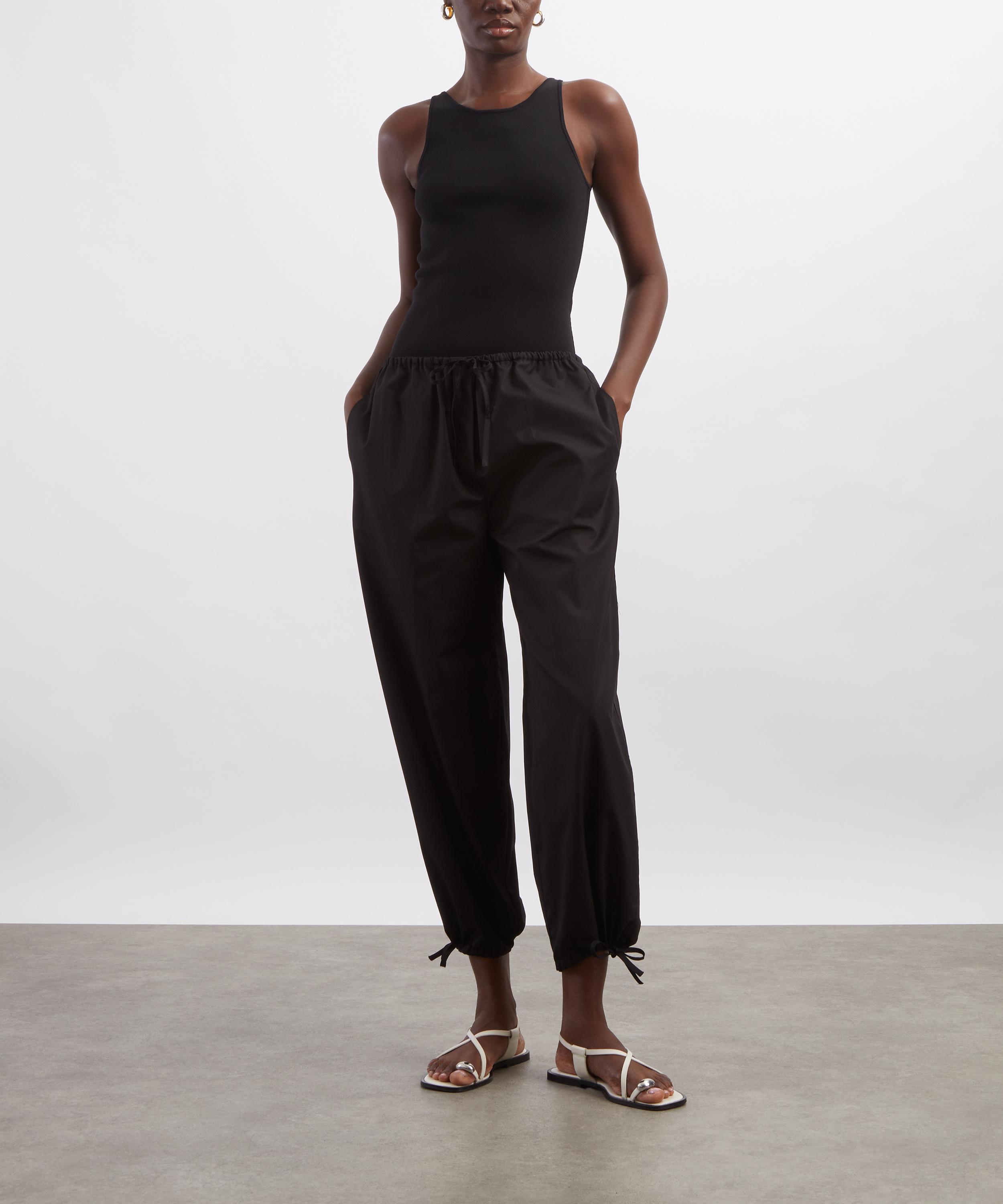 Toteme - Black Drawstring Cotton Trousers image number 1