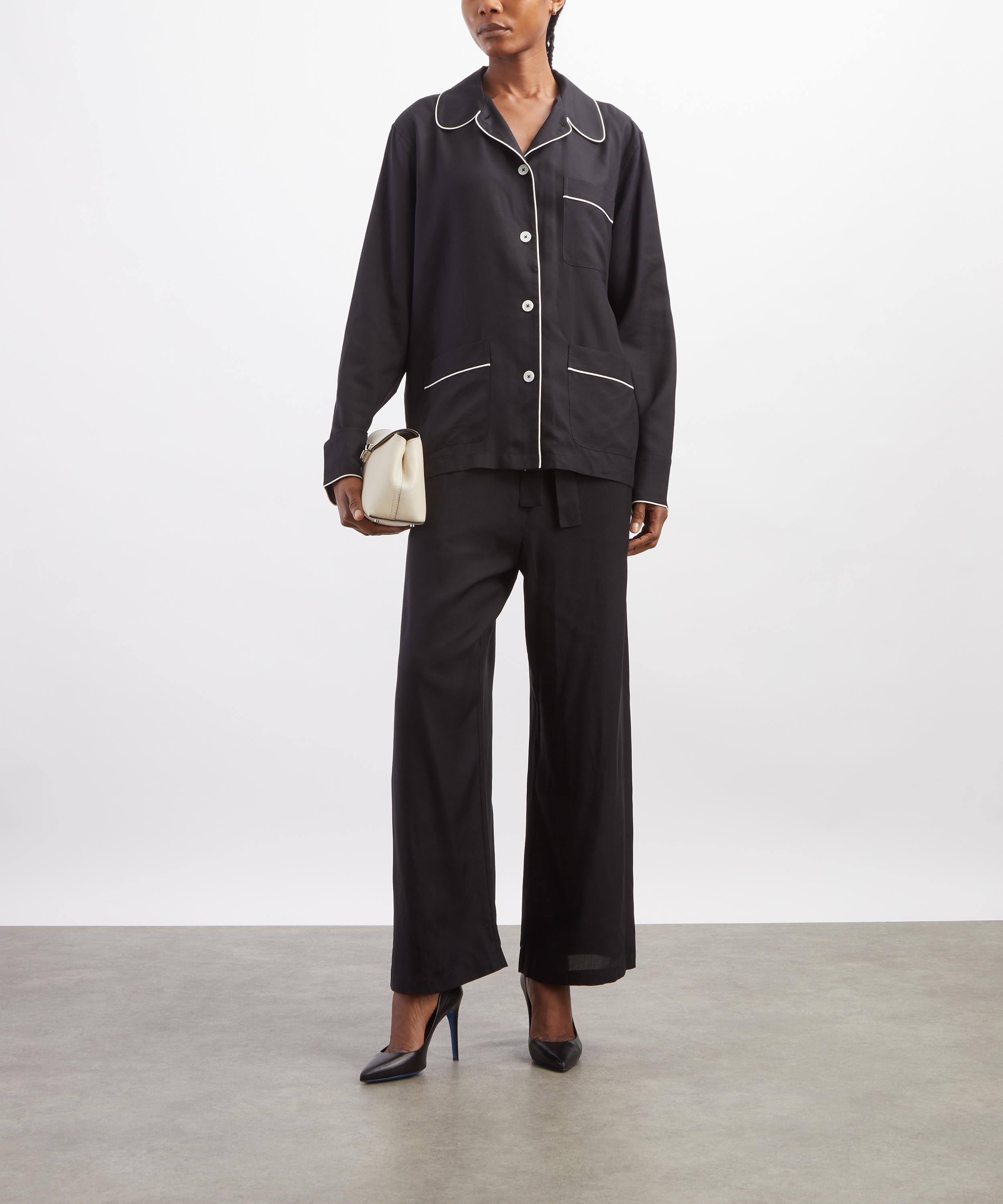 Toteme - Black Piped Silk Pyjama Top image number 1