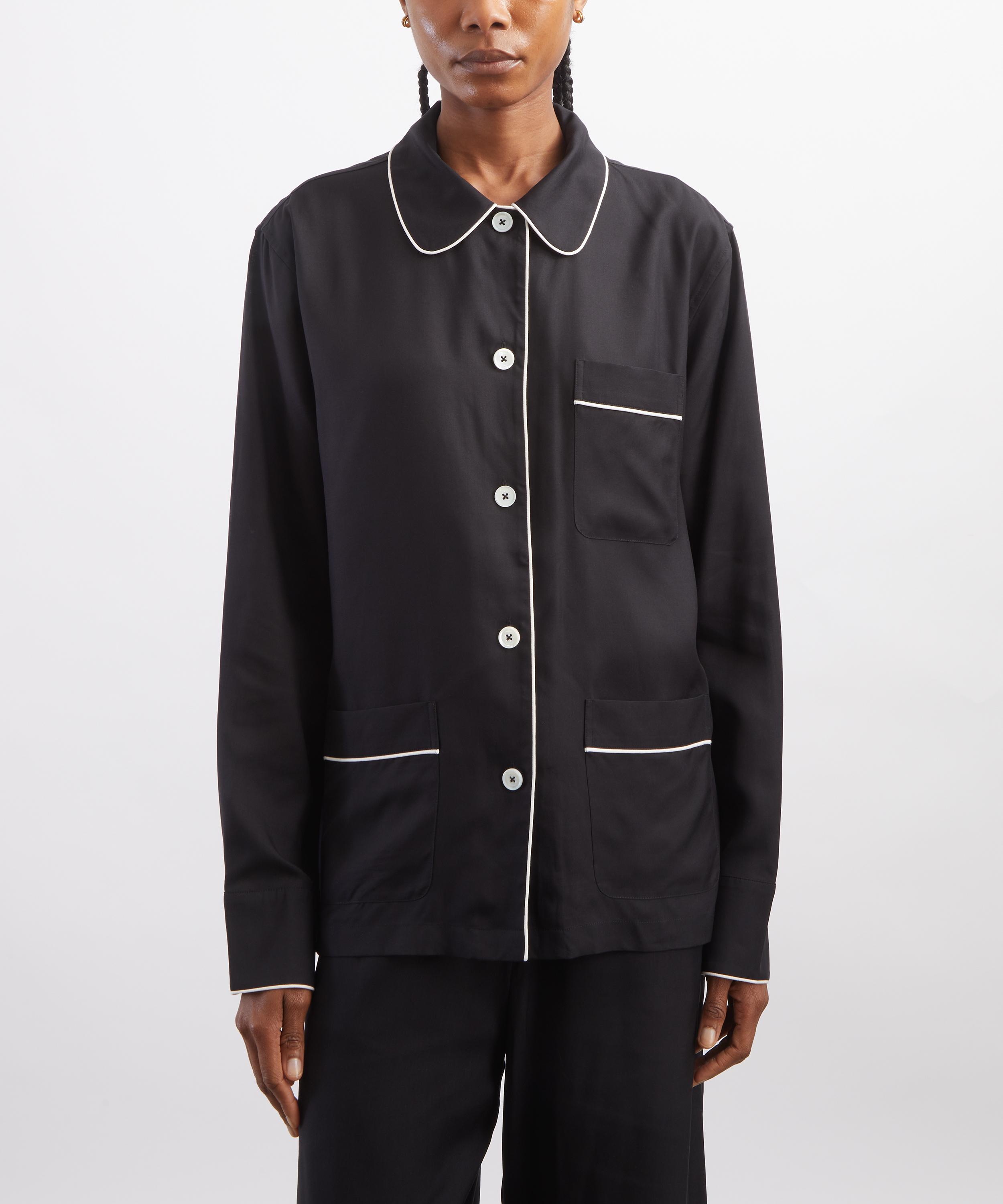 Toteme - Black Piped Silk Pyjama Top image number 2