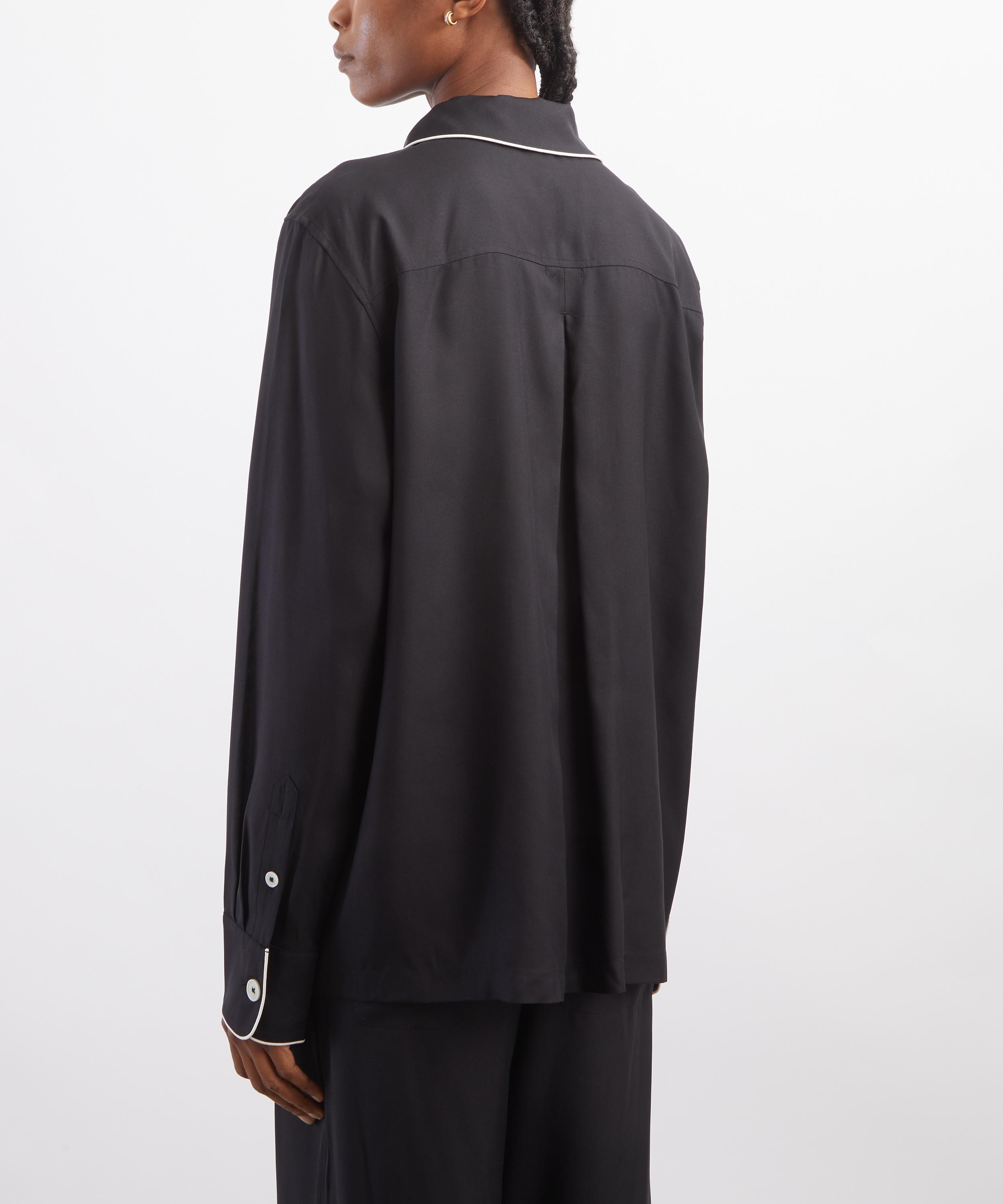 Toteme - Black Piped Silk Pyjama Top image number 3