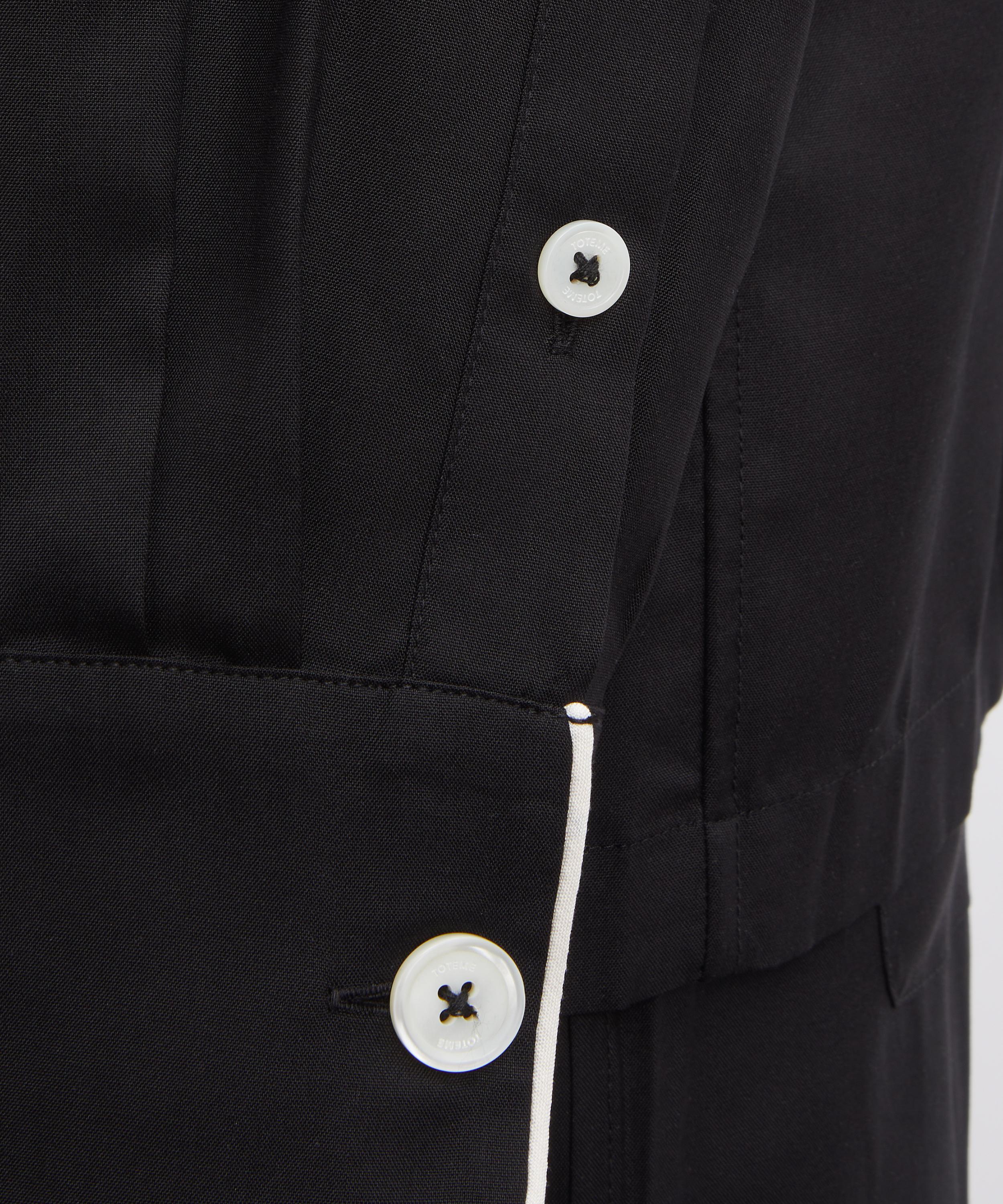 Toteme - Black Piped Silk Pyjama Top image number 4