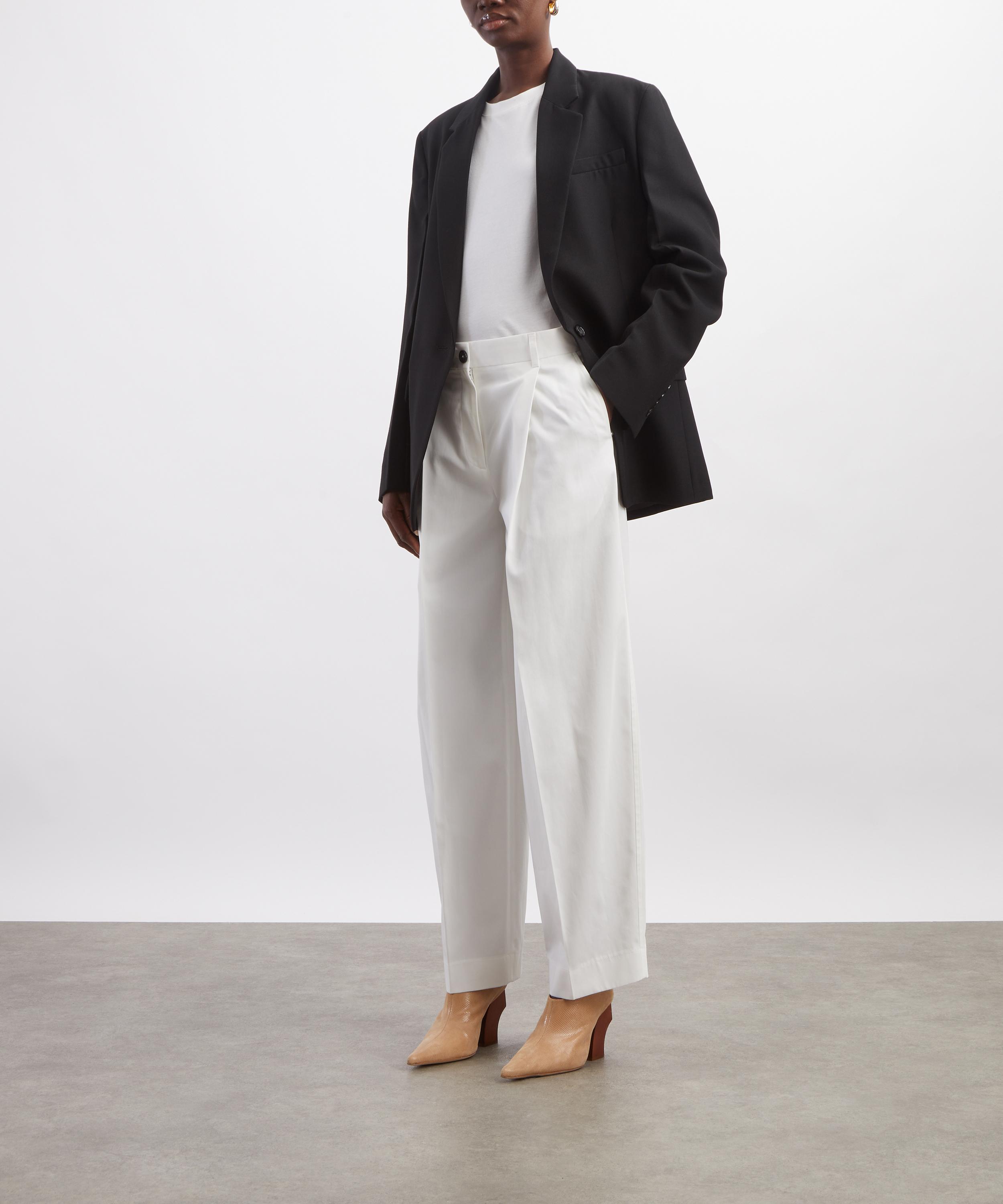 Toteme - White Single-Pleat Trousers image number 1