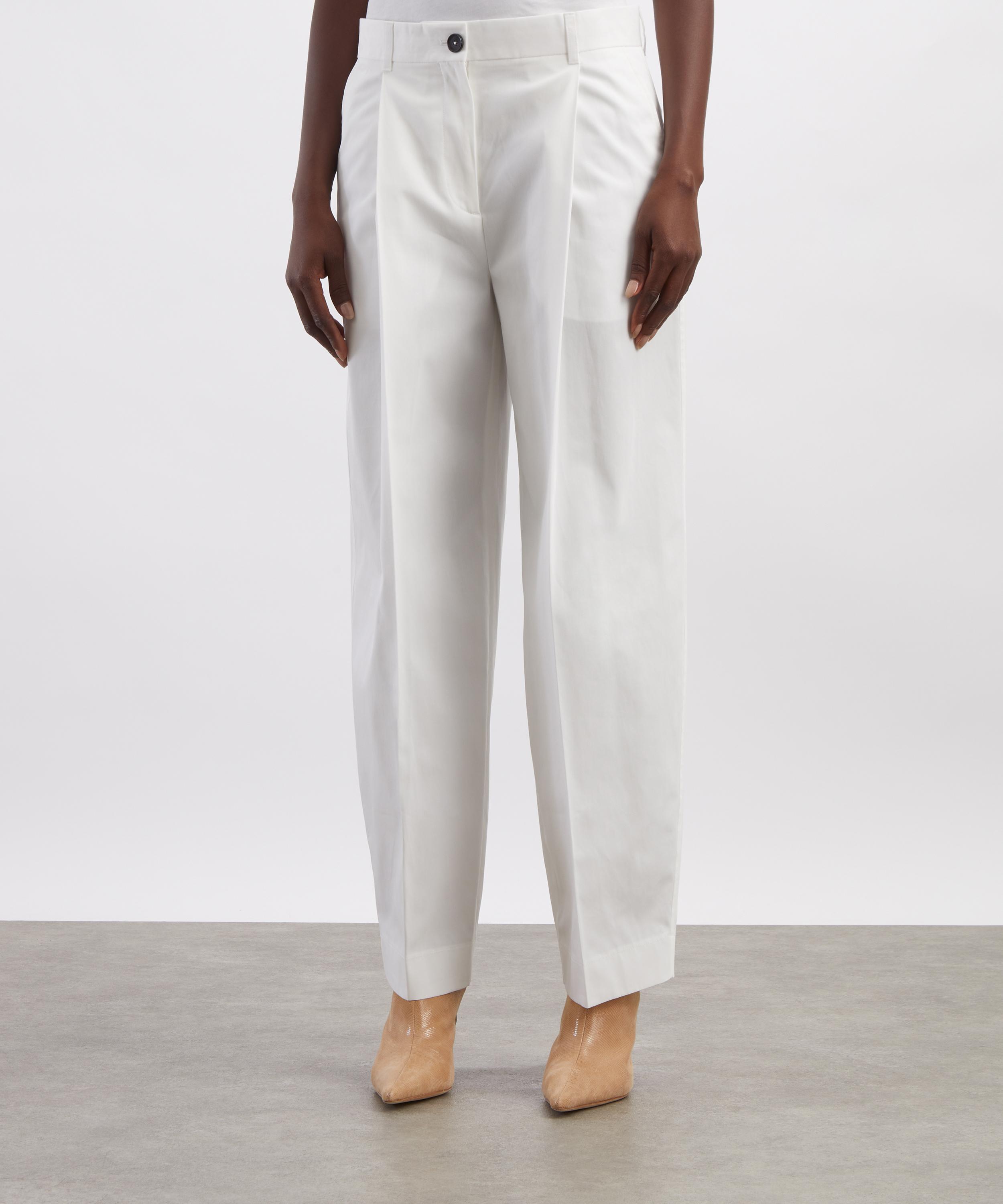 Toteme - White Single-Pleat Trousers image number 2