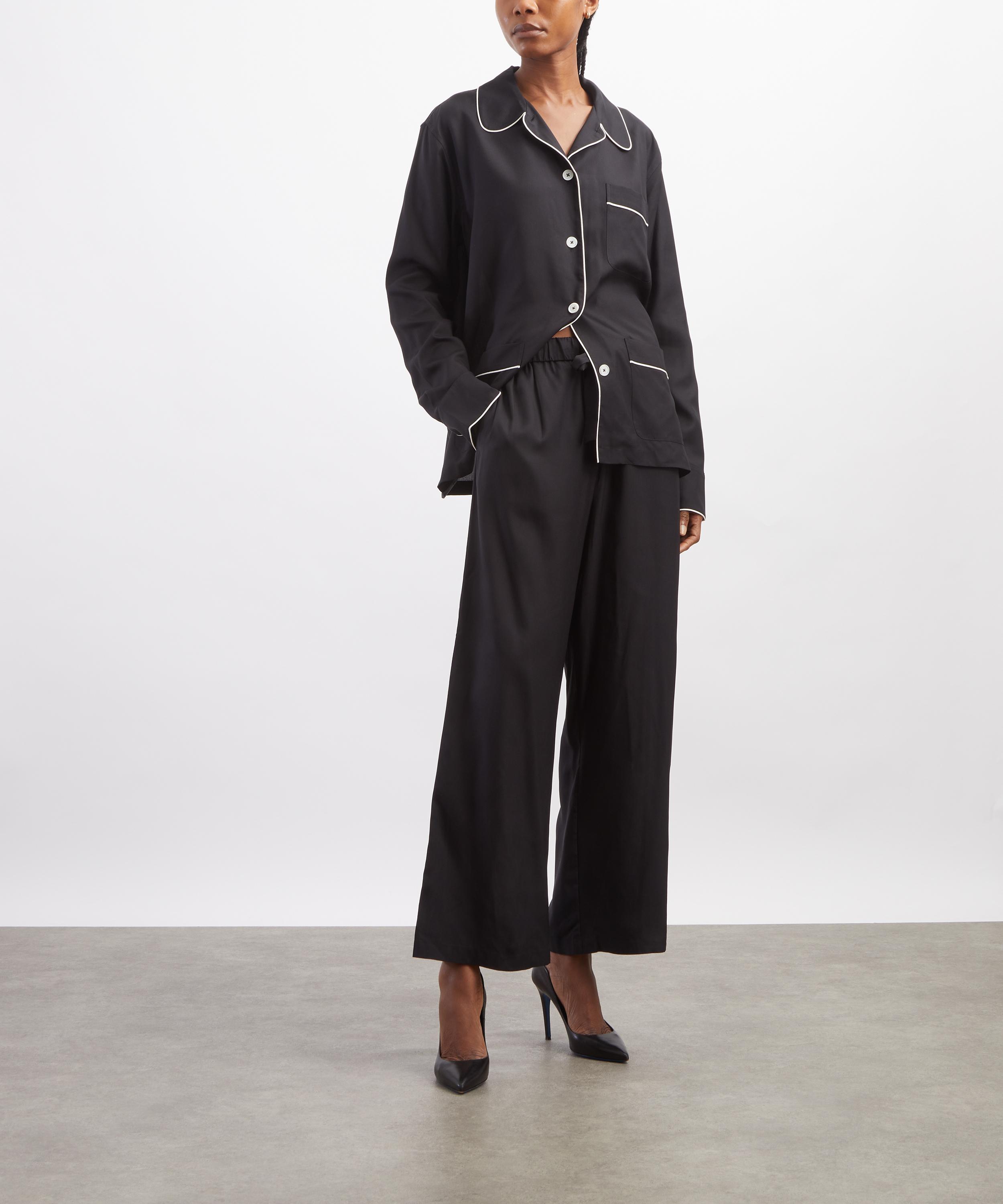 Toteme - Black Piped Silk Trousers image number 1