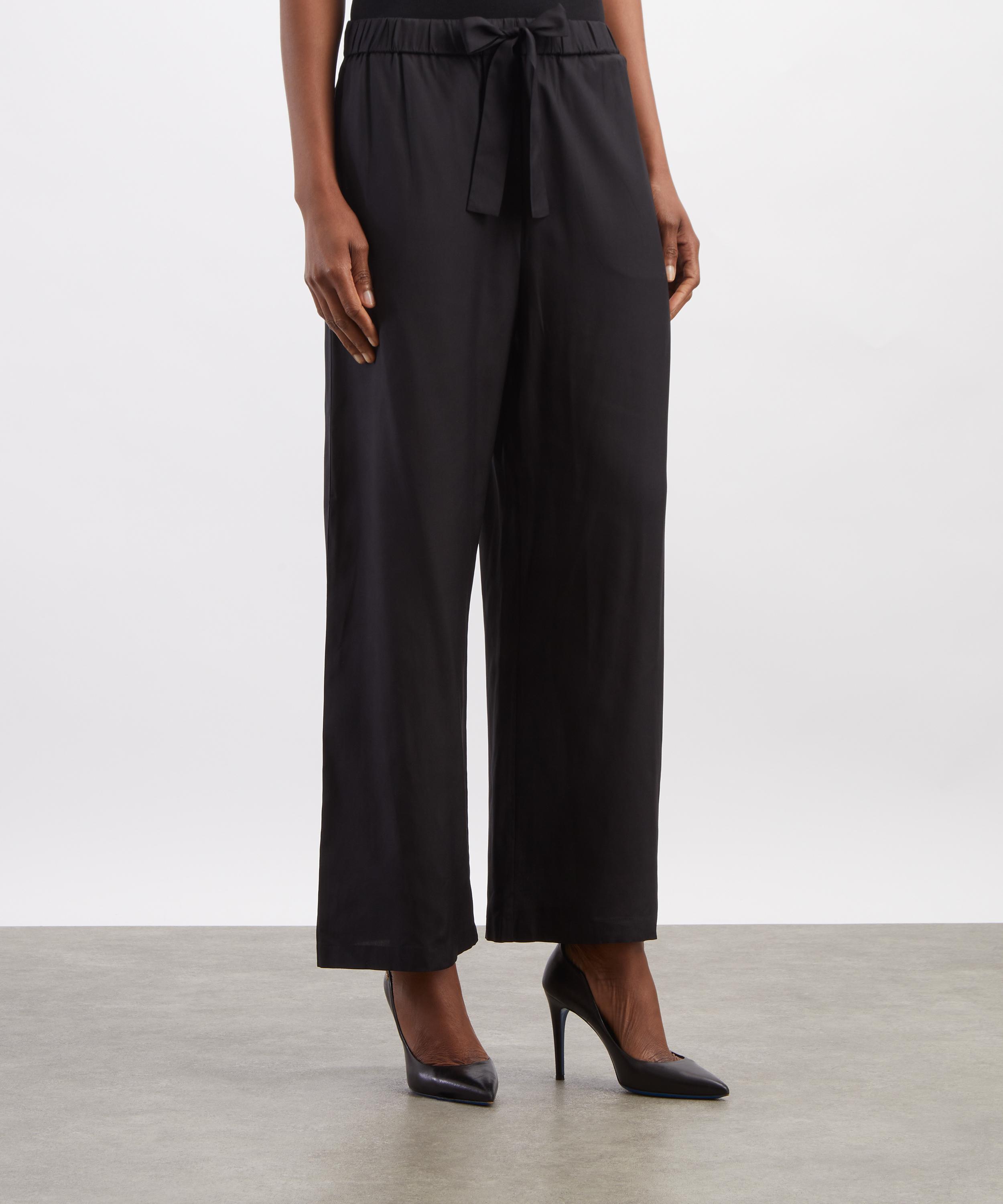 Toteme - Black Piped Silk Trousers image number 2