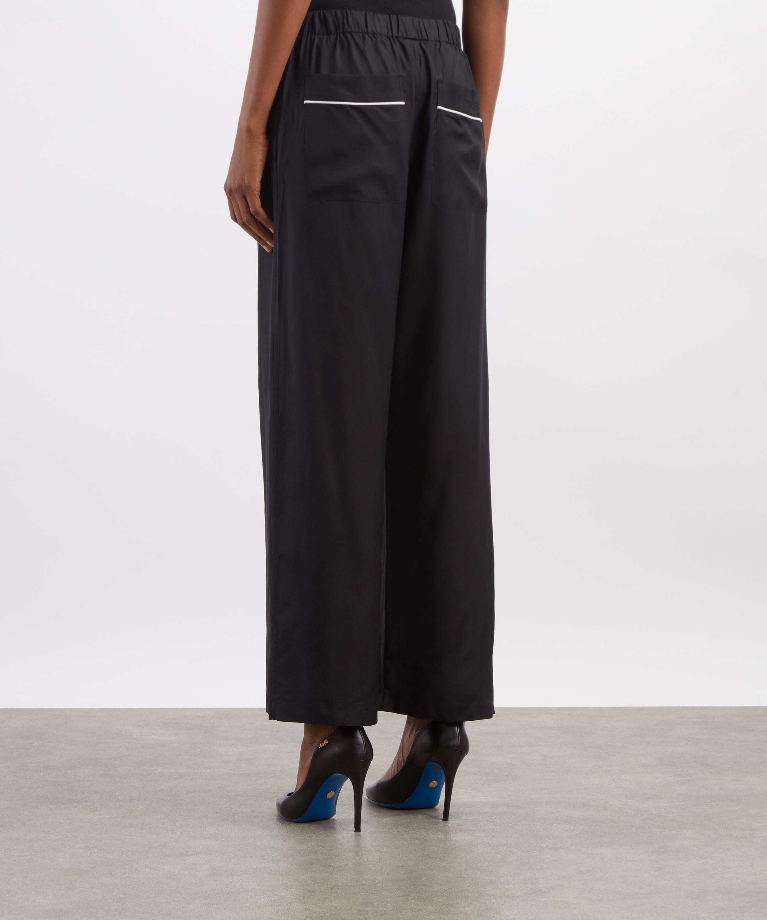 Toteme - Black Piped Silk Trousers image number 3