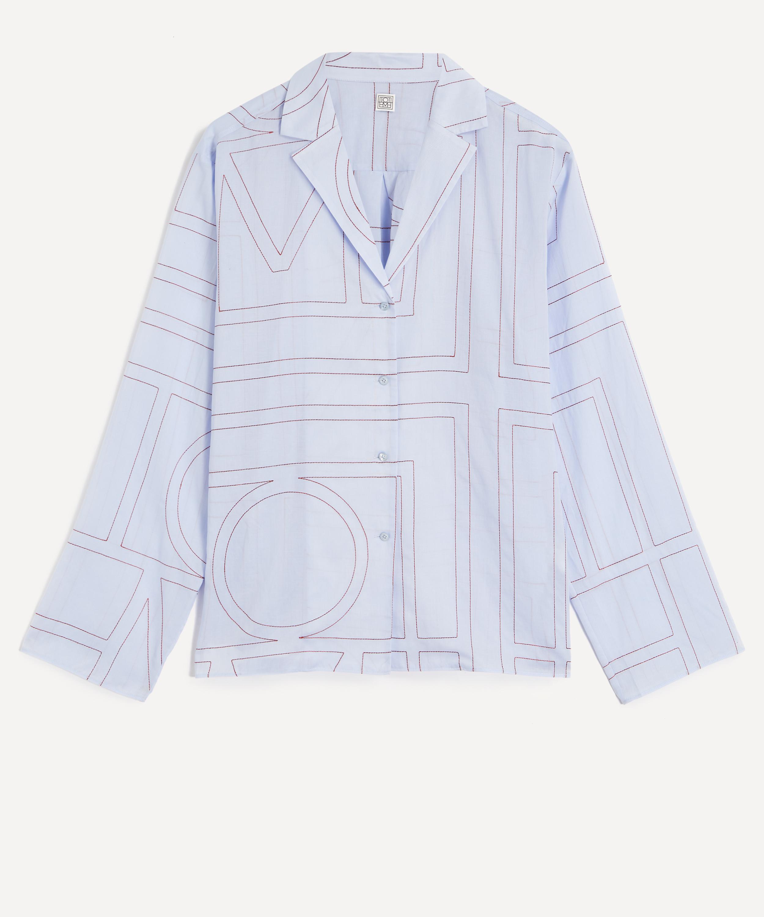Toteme - Sky Monogram Cotton-Blend PJ Top