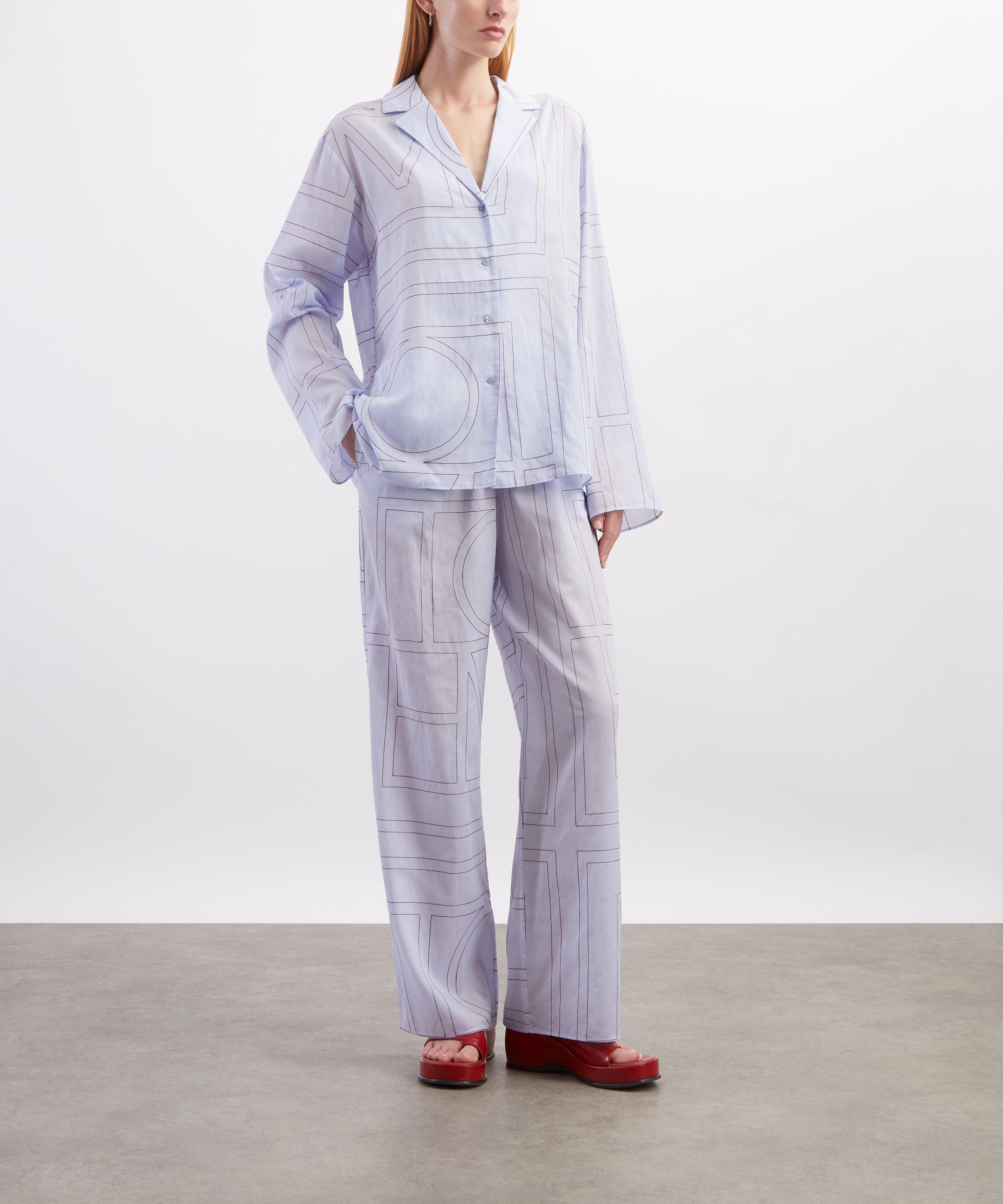 Toteme - Sky Monogram Cotton-Blend PJ Top image number 1
