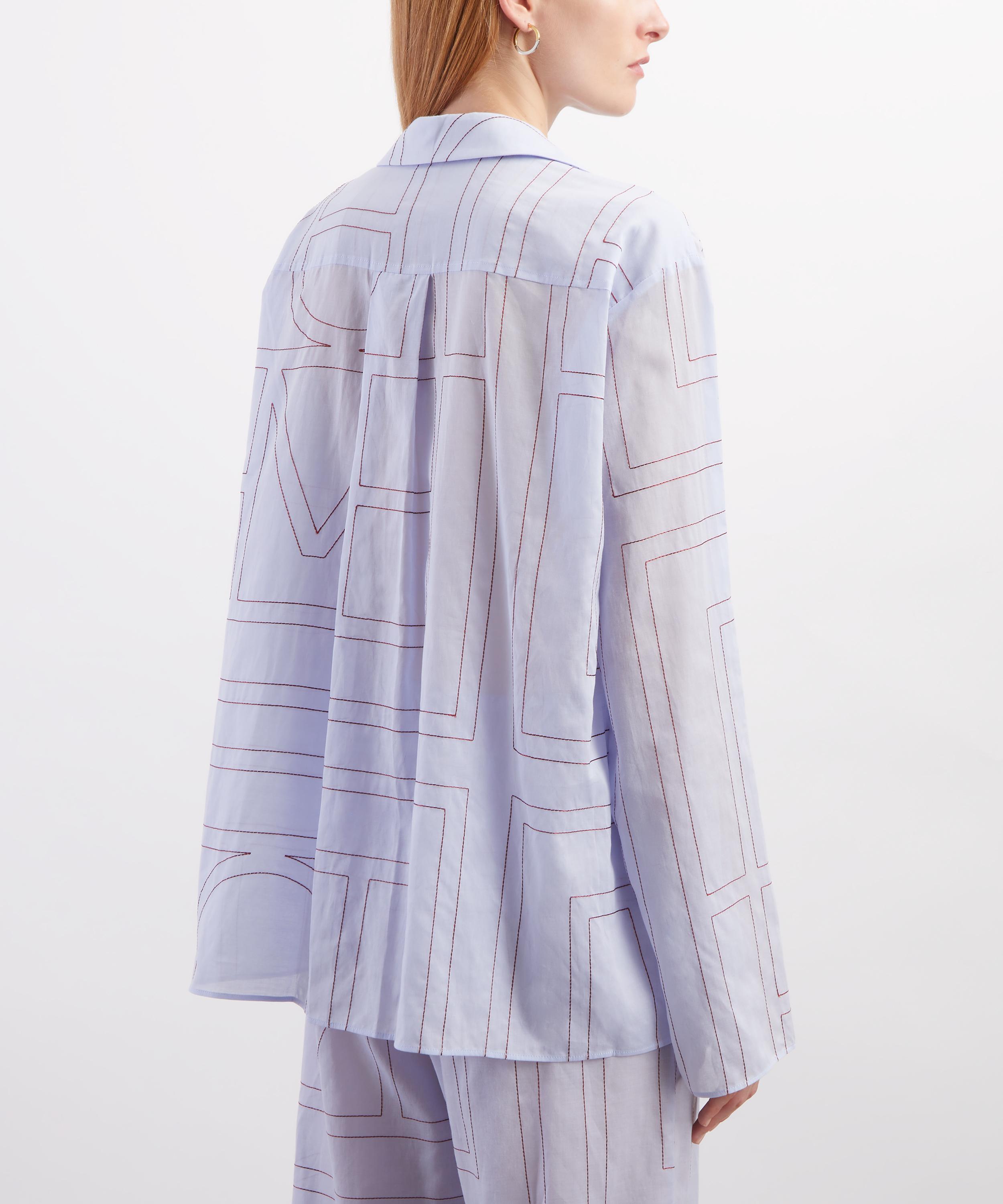 Toteme - Sky Monogram Cotton-Blend PJ Top image number 3
