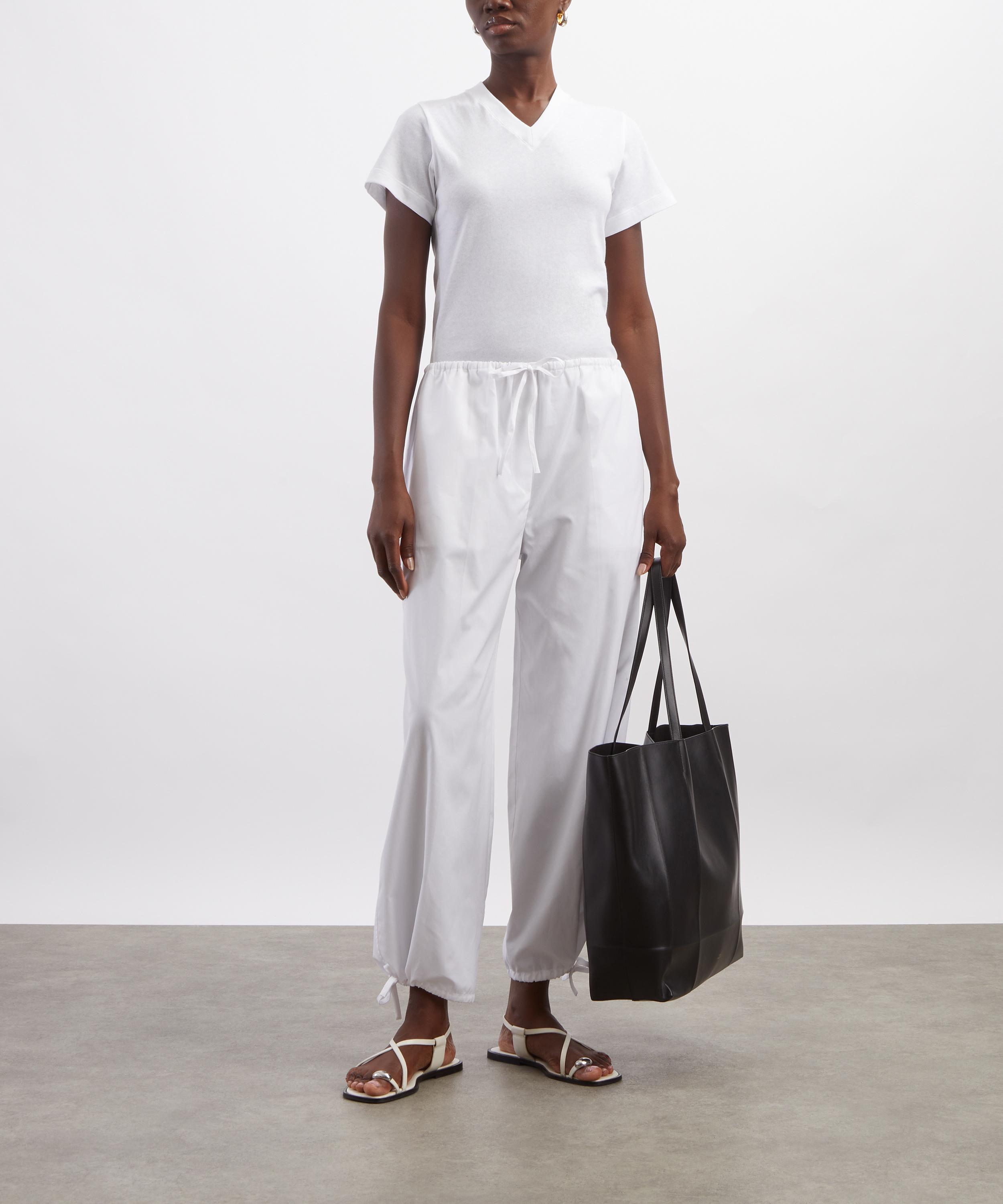 Toteme - White Wide-Ribbed V-Neck Top image number 1