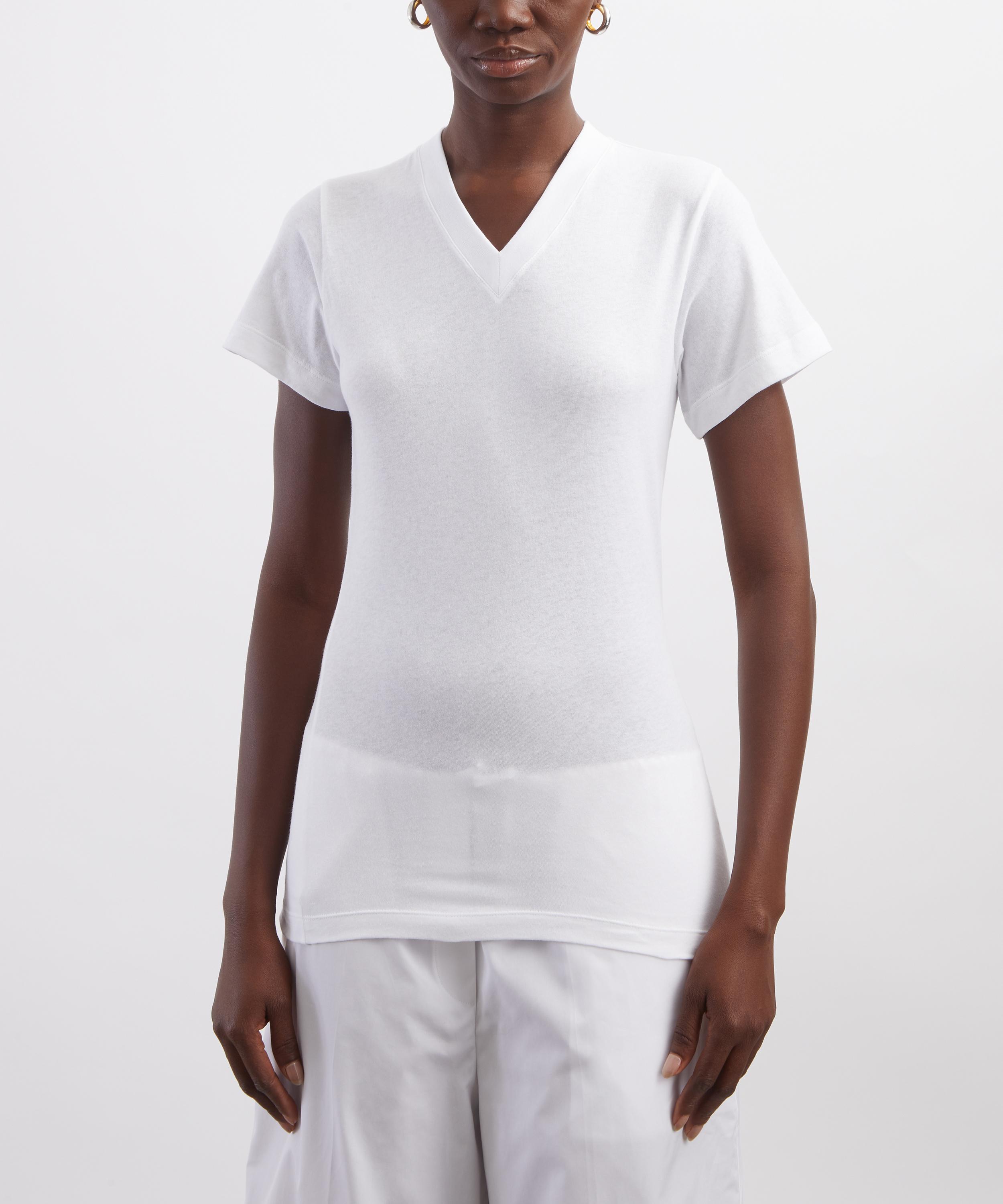 Toteme - White Wide-Ribbed V-Neck Top image number 2